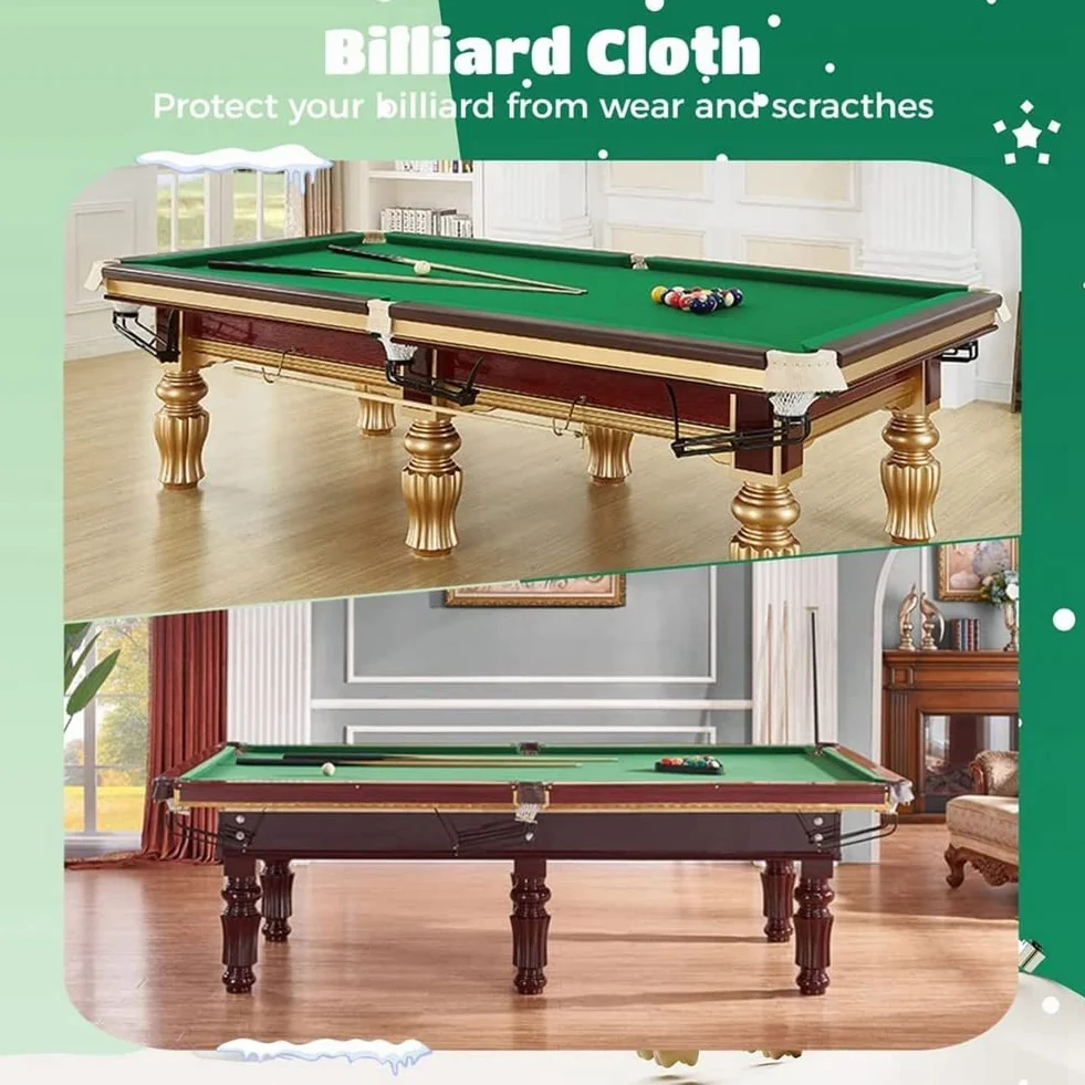 Paño de Billar de Fieltro para Mesa de 8 Pies con 6 Tiras Protectoras