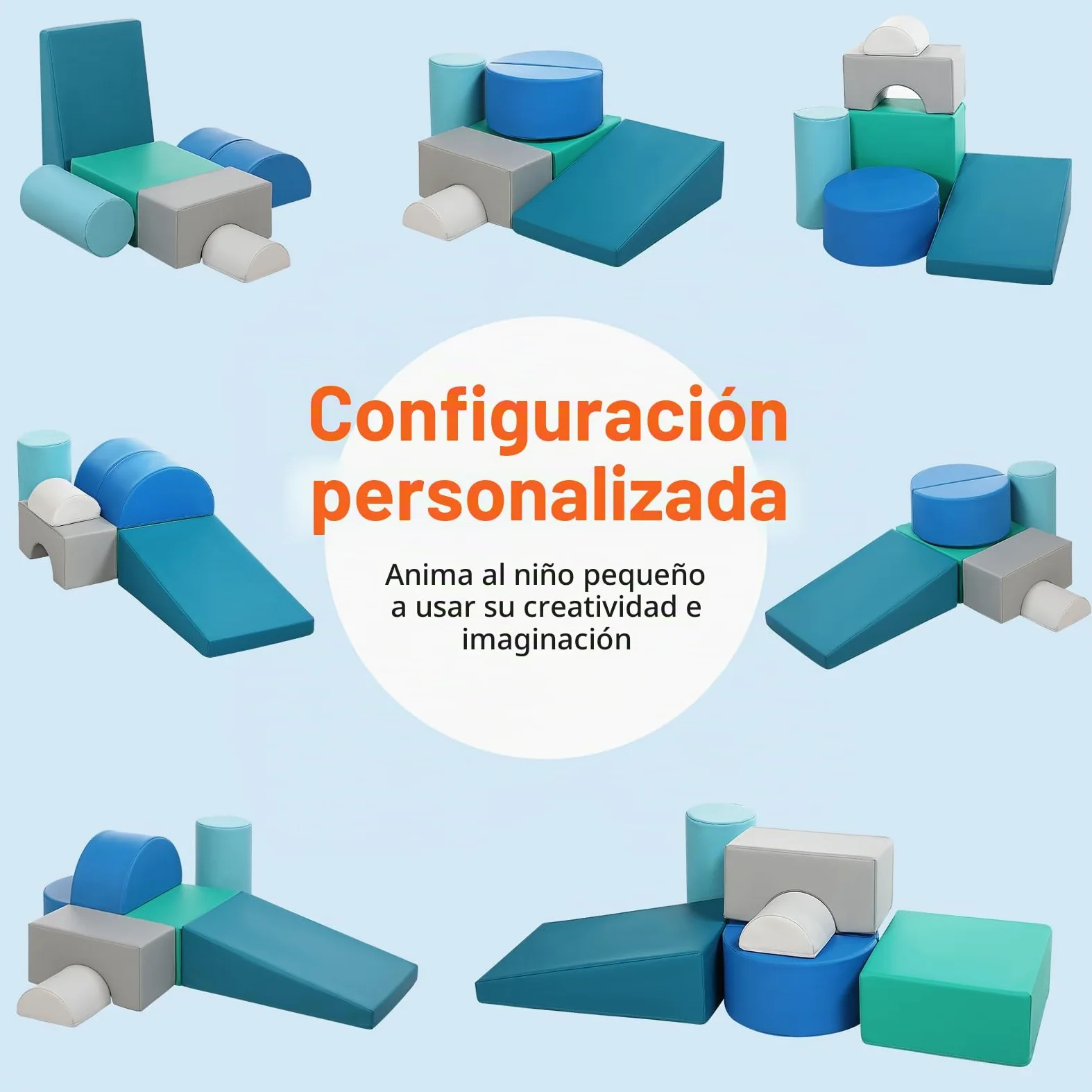 JungleDove Juego de 6 Bloques de Espuma para Niños: Cuero PU Bloques Psicomotricidad Infantil - Set de Escalada Arco Elíptico Suave Ligero para Interior Infantil para Escalar y Niños de 4 Años