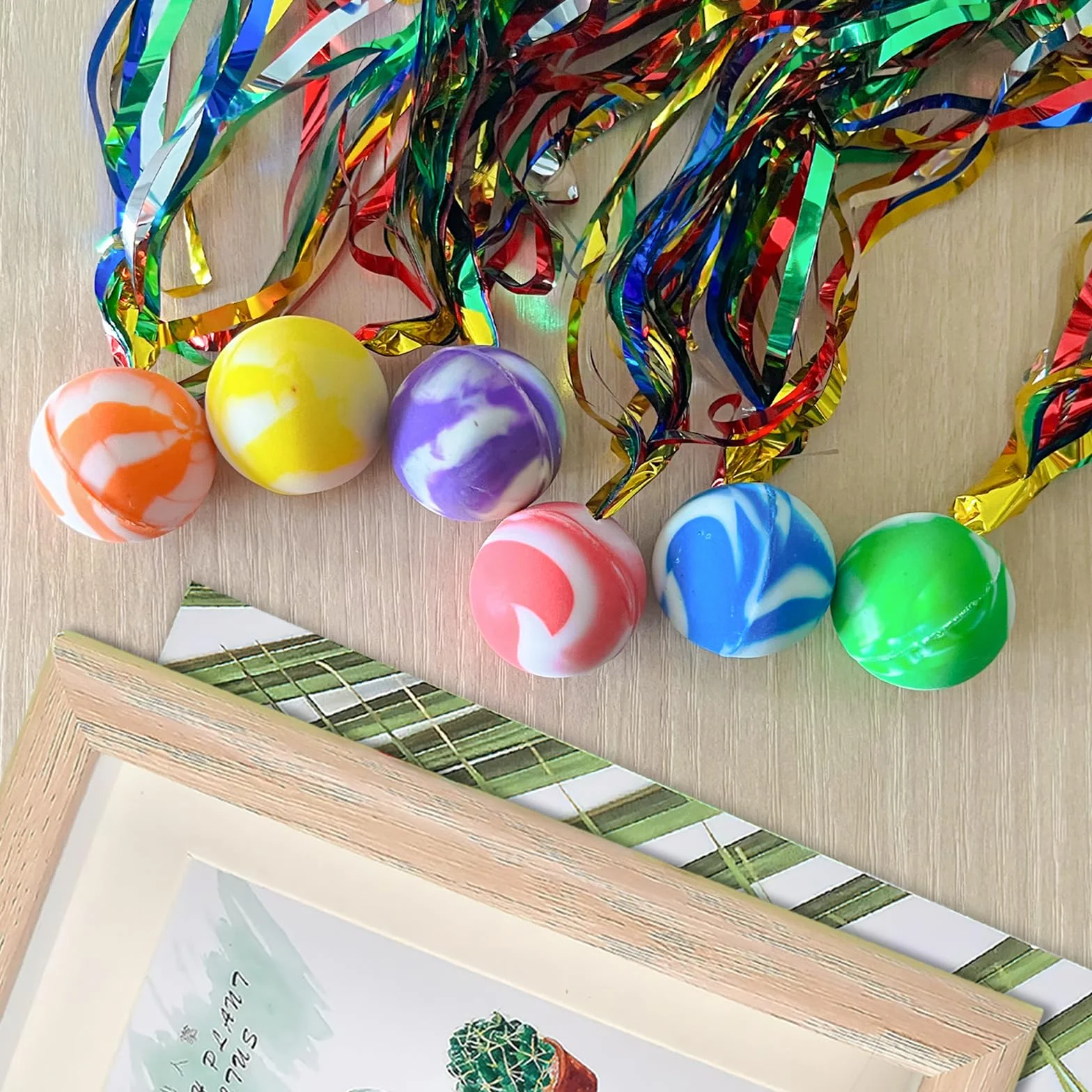 40 Piezas Pelotas Saltarinas, Pelotas Hinchables Para Niños, Pelota Hinchable 25mm Con Cintas De Colores, Juguete De Pelotas De Goma, Regalo De Cumpleaños
