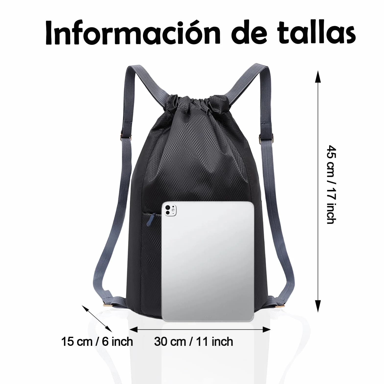 Bolsa de gimnasio impermeable con cordón, mochila plegable gran capacidad para mujer y hombre