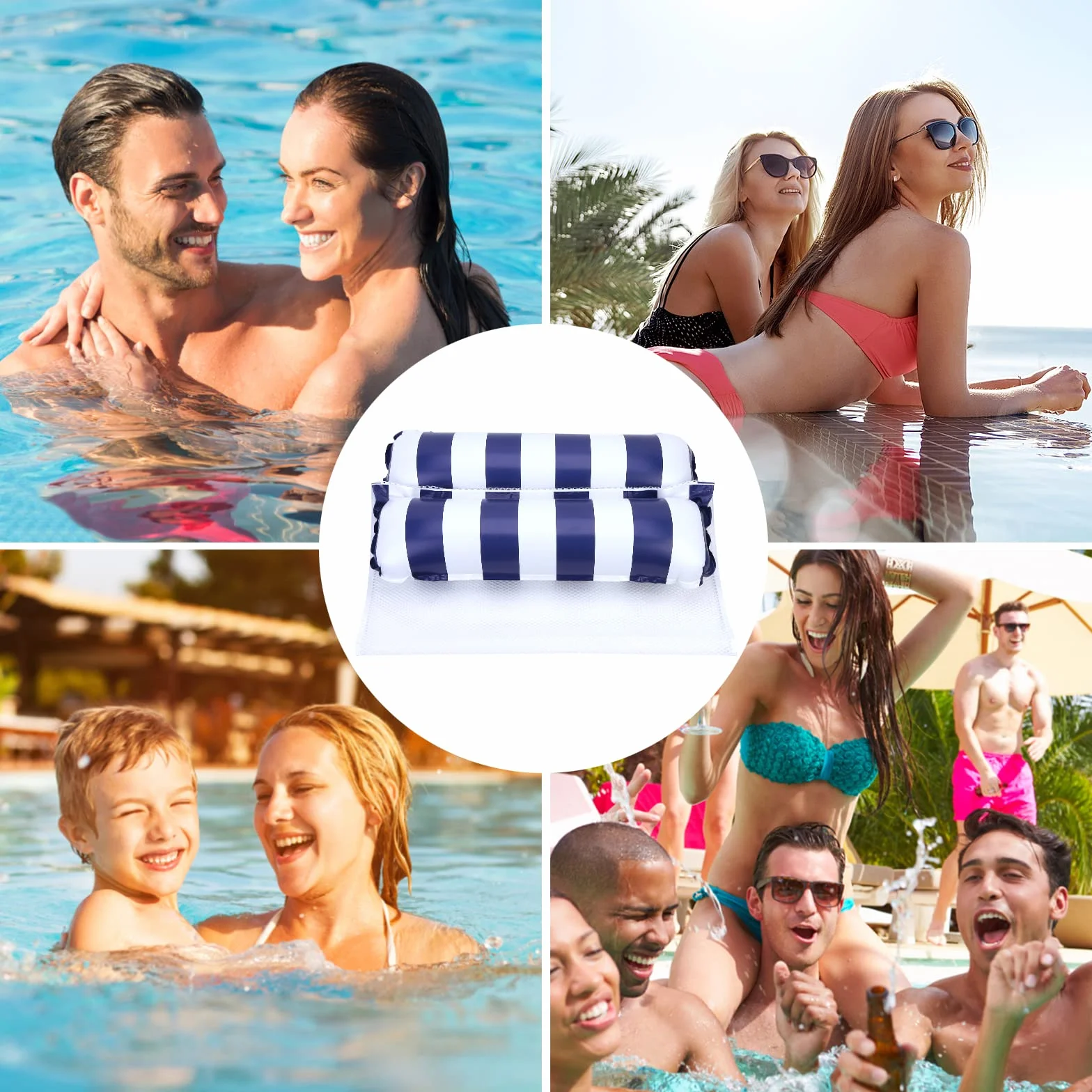 Colchoneta Piscina Adultos XL 2PC Flotadores 4 en 1 Hamaca de Agua Hinchable