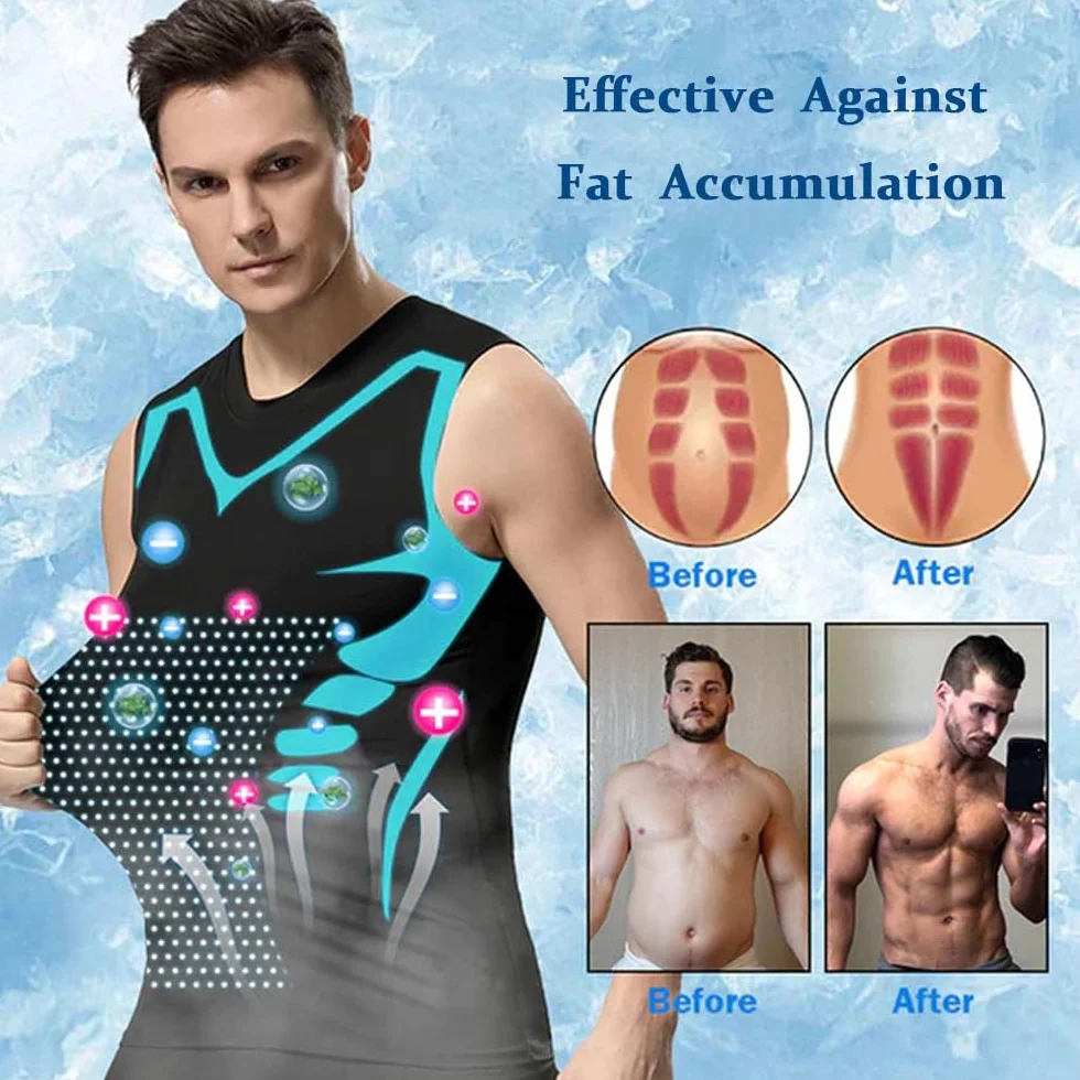 Shaper de Cuerpo de Iones para Hombre, Moldeador, Chaleco Adelgazante, Camisa Compresión Térmica, Sin Mangas, Negro L