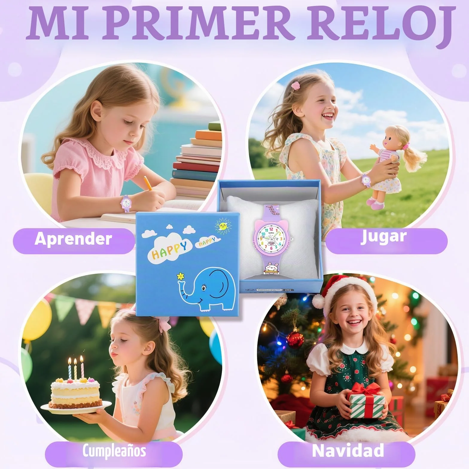 Reloj Niño Analógico Educativo Infantil Resistente al Agua 3ATM Correa Silicona Fácil Leer Niños Niñas 4-12 Años