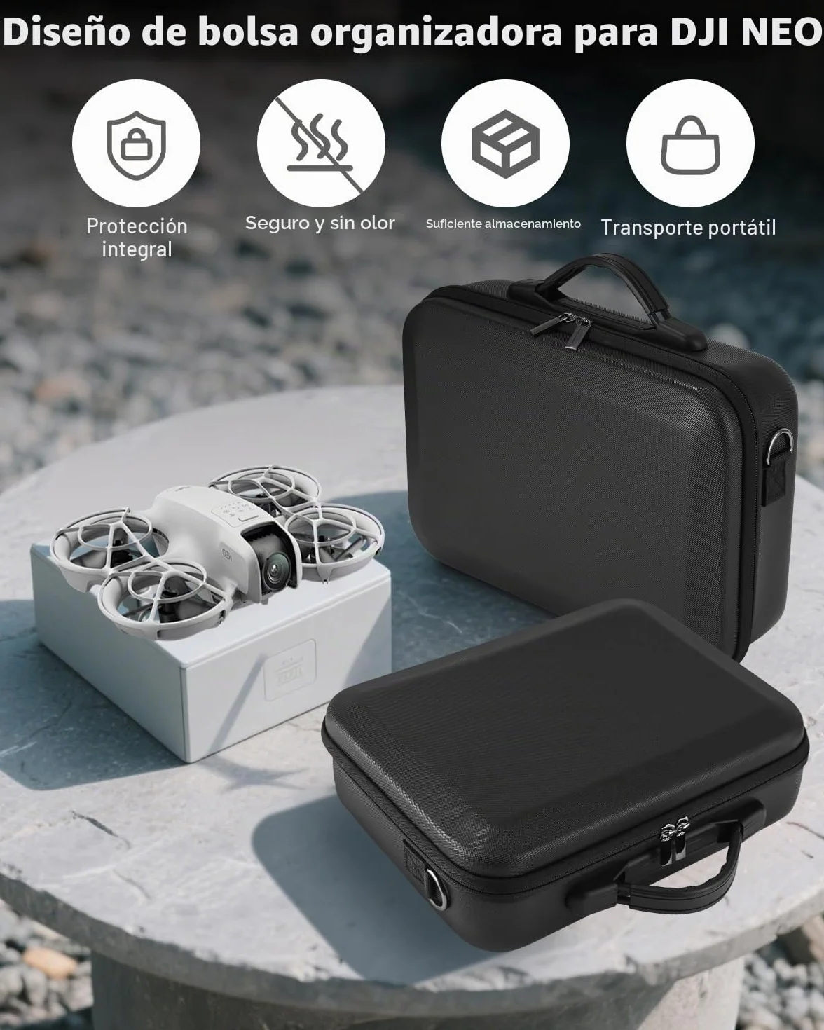 Estuche rígido protectora para DJI Neo Drone, Controlador y Accesorios, Negro