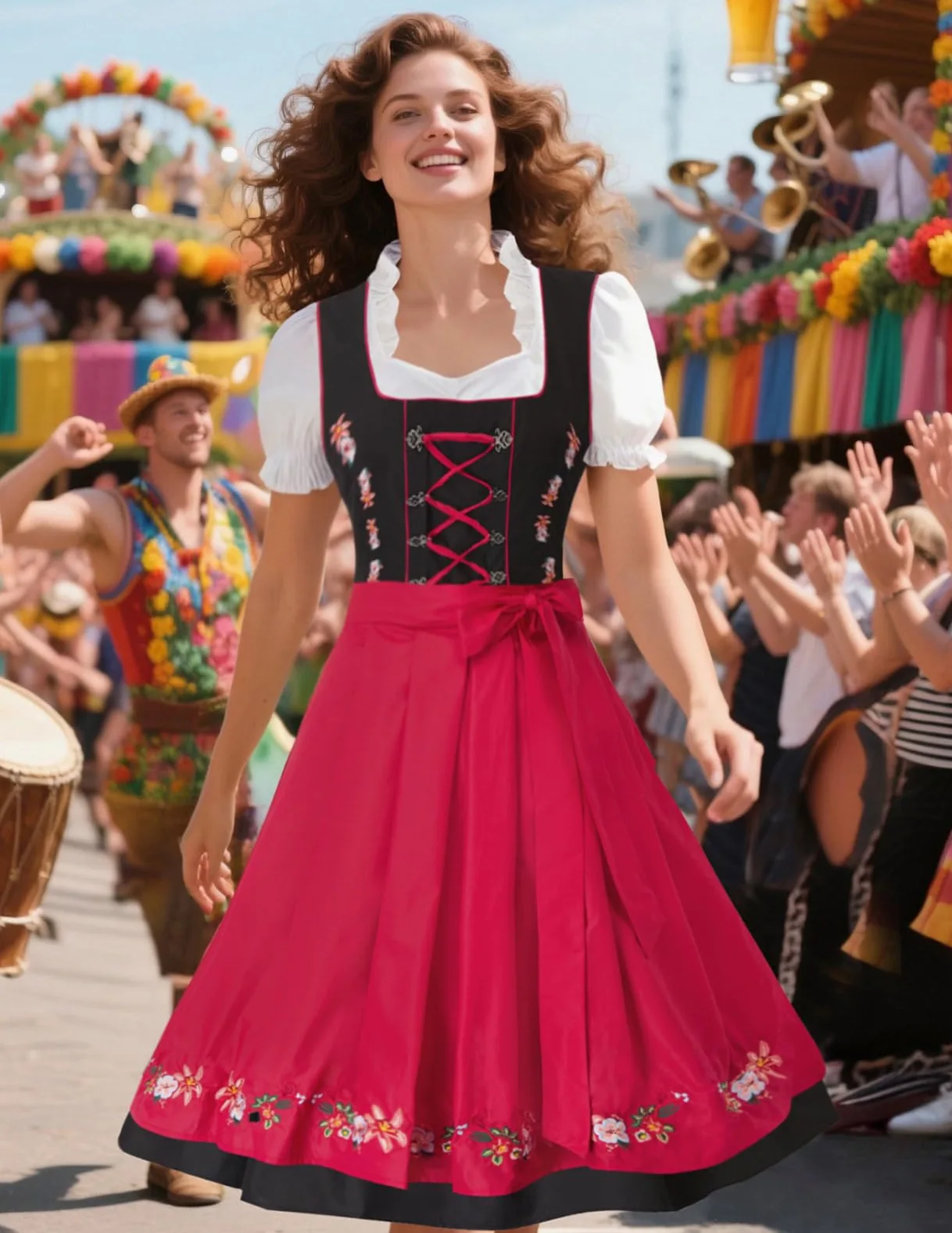 JASAMBAC Disfraz de tirolesa alemana para mujer, 3 piezas, para Oktoberfest, carnaval | Trajes tradicionales bávaros, festivales de cerveza de octubre, Halloween, fiestas temáticas, cosplay