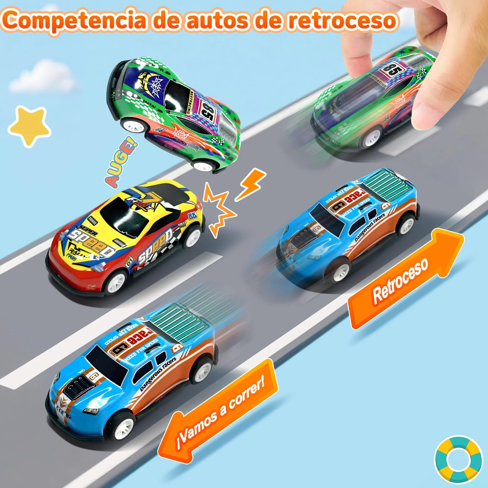 Coches para Niños, Juguete Coche de Carreras, 22 Pack Micromachines de Retroceso de Metal con 8 Obstáculos, Mini Racers Cars Juguetes 3 4 5 6 7 8 Años, Navidad Cumpleaños Fiesta Regalos