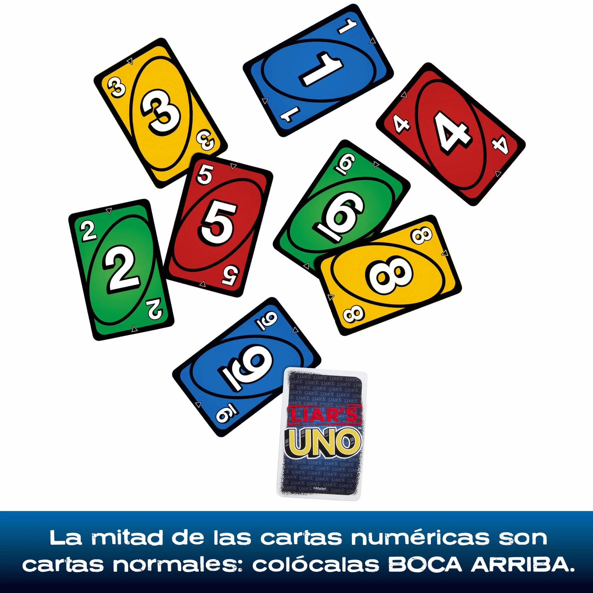Mattel Games UNO del mentiroso Juego de cartas en lata para almacenamiento y transporte, para niños, adultos, noches en familia y fiestas, supera a los demás jugadores con mentiras y trucos, JLH68