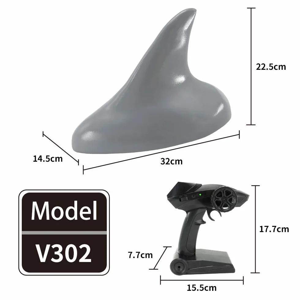 HUIOP V302 RC Boat con simulación Shark Fin Head 15km / h Electric Racing Boat para Piscinas 2.4G Remote Control Spoof Toy