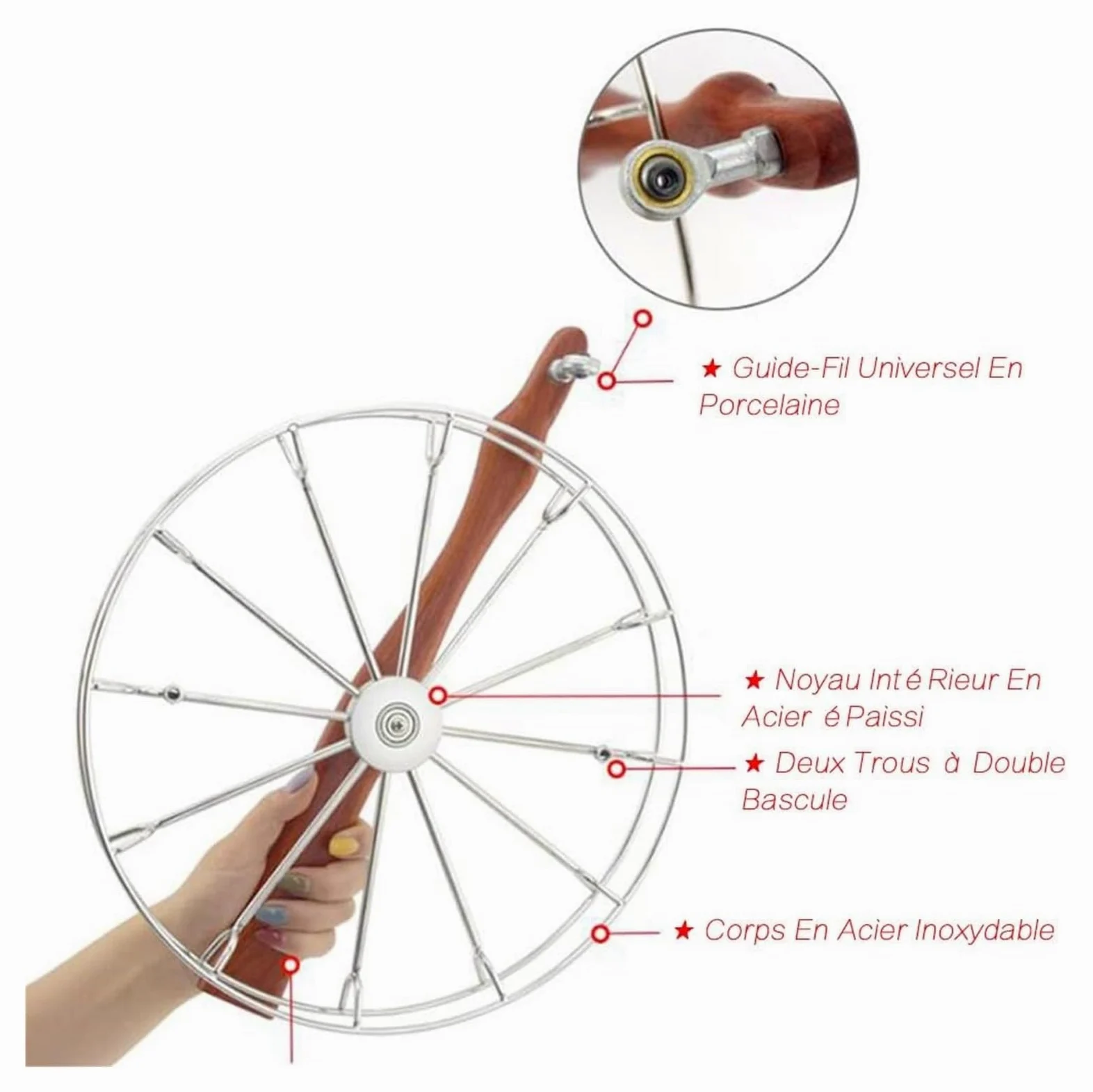 Ruleta de Kite, Silenciador de Acero Inoxidable con rodamientos Grandes, enrollador de Carrete bloqueable con Rueda Eagle, Accesorios for Volar Cometas for niños y Adultos(36cm/14.1")