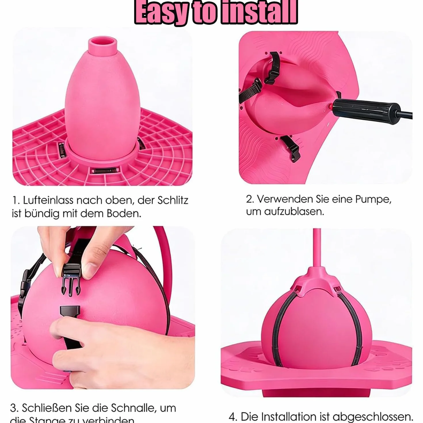 Pelota De Equilibrio Saltarín, Divertida Equilibrio Saltar Pelotas Juguete,, Pelota Saltarina con Mango, Base Antideslizante, Juguete Interior & Exterior, Deporte y Fitness para Niños y Adultos (Rosa)