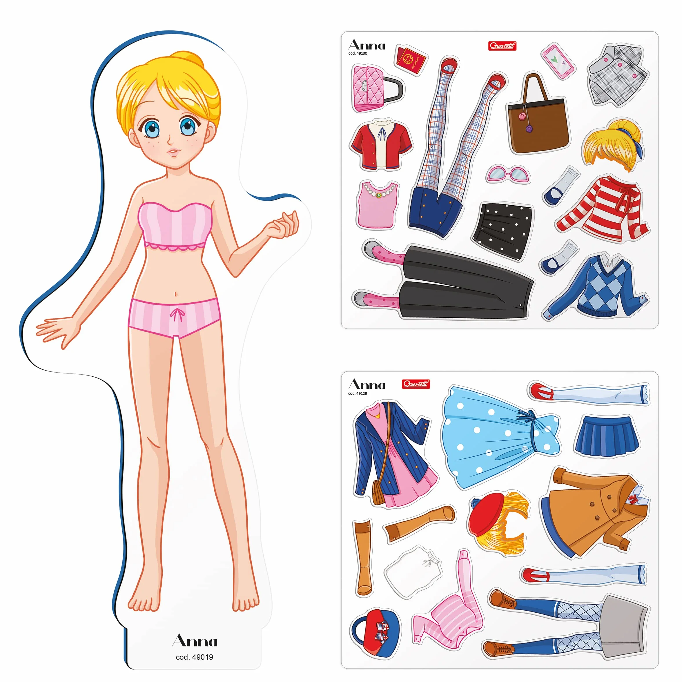 Quercetti Magnetic Fashion Anna, Juguetes Niña 5 Años, Juego Magnetico con 29 Piezas de Ropa y Accesorios, Juguetes Niñas, Juegos Infantiles Creativos para Niñas, Made in Italy