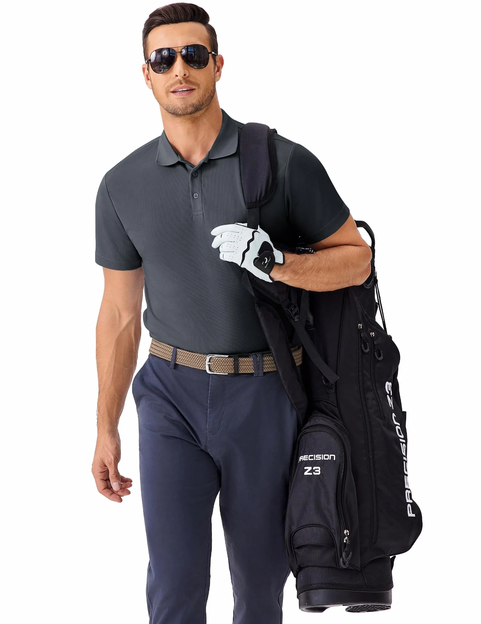 PINSPARK Polo Deportivo Hombre Manga Corta Tejido Absorbente de Sudor Secado Rápido Ligero