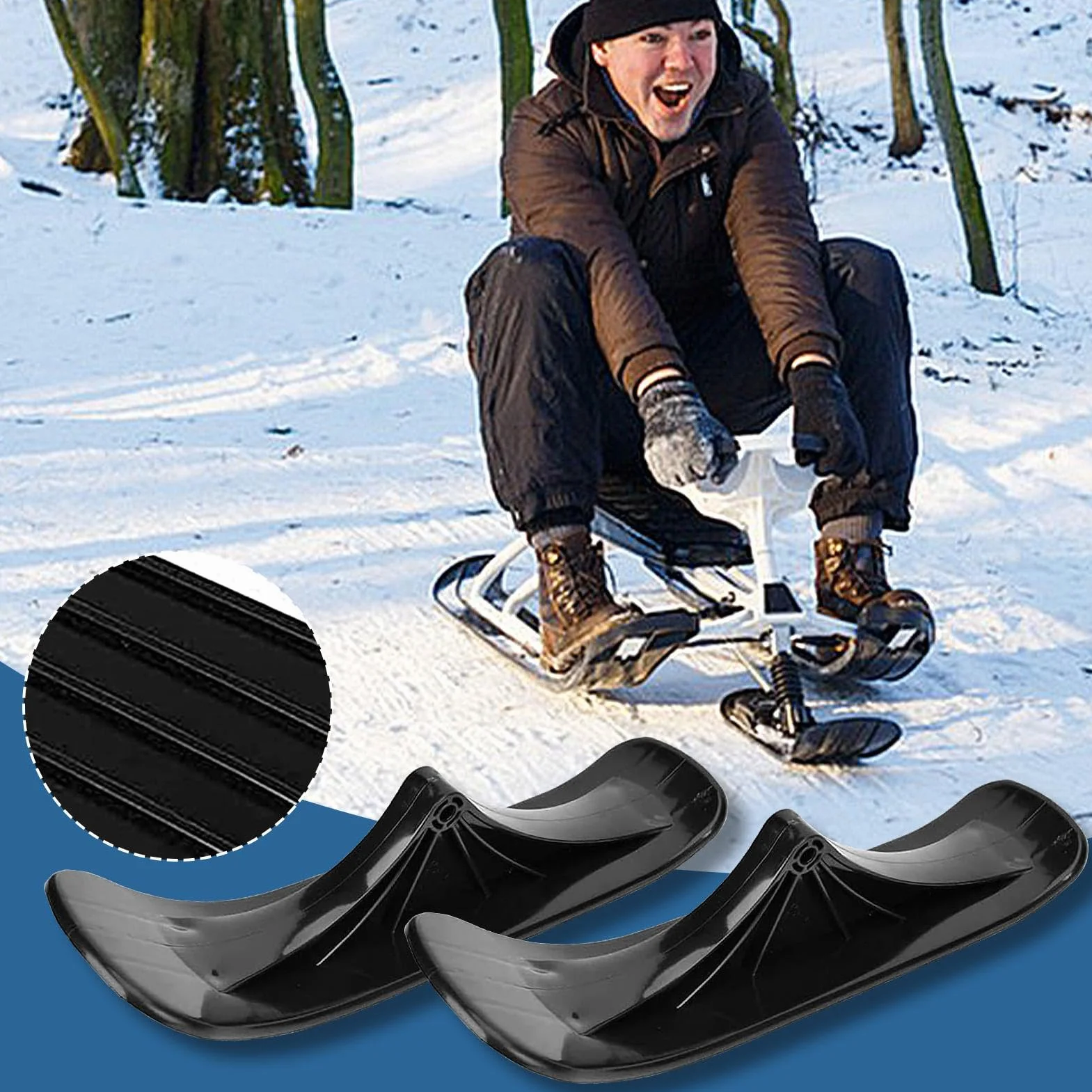 Kit de Trineo de Esquí para Patinete de Nieve de 2 Piezas, Conversión de Patinete de Arena, Tabla Plegable