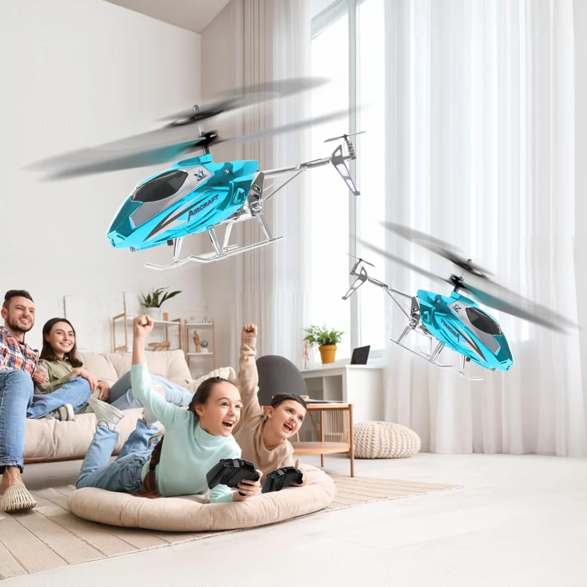 VATOS RC Helicóptero - Helicóptero teledirigido 2.4G con luz LED, Altura Fija, despegue con una Sola tecla, Aviones RC para Interiores Regalos de Fiesta Ideales para niños y niñas
