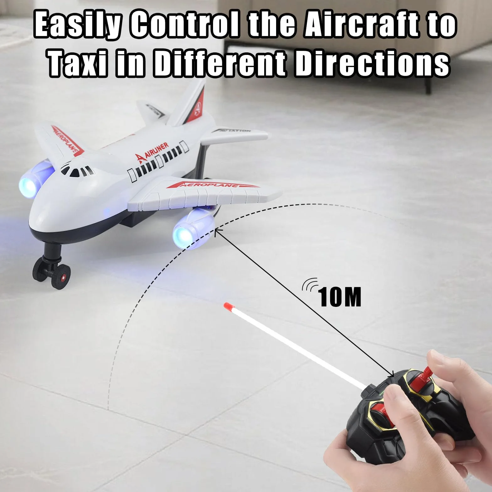 Avión teledirigido para niños a partir de 6 años, vehículo de tierra teledirigido (no volable) con luz, mando a distancia, recargable, juguete ABS para niños y niñas