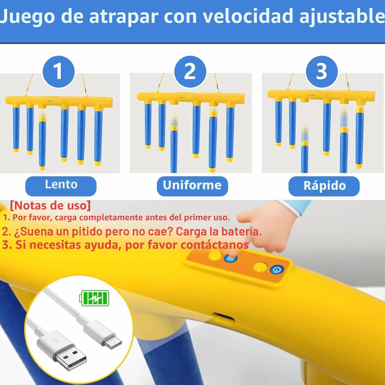 Juego de Atrapar Palos 3 Velocidades Entrenamiento Reacción Coordinación Mano-Ojo Niños Adultos