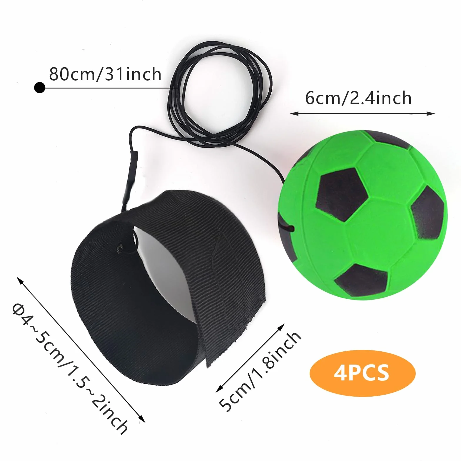 Pelota con Cuerda Elástica para Muñeca, 4 Piezas Wrist Return Balls para Niños y Adultos, Pelota de Rebote para Entrenamiento y Diversión