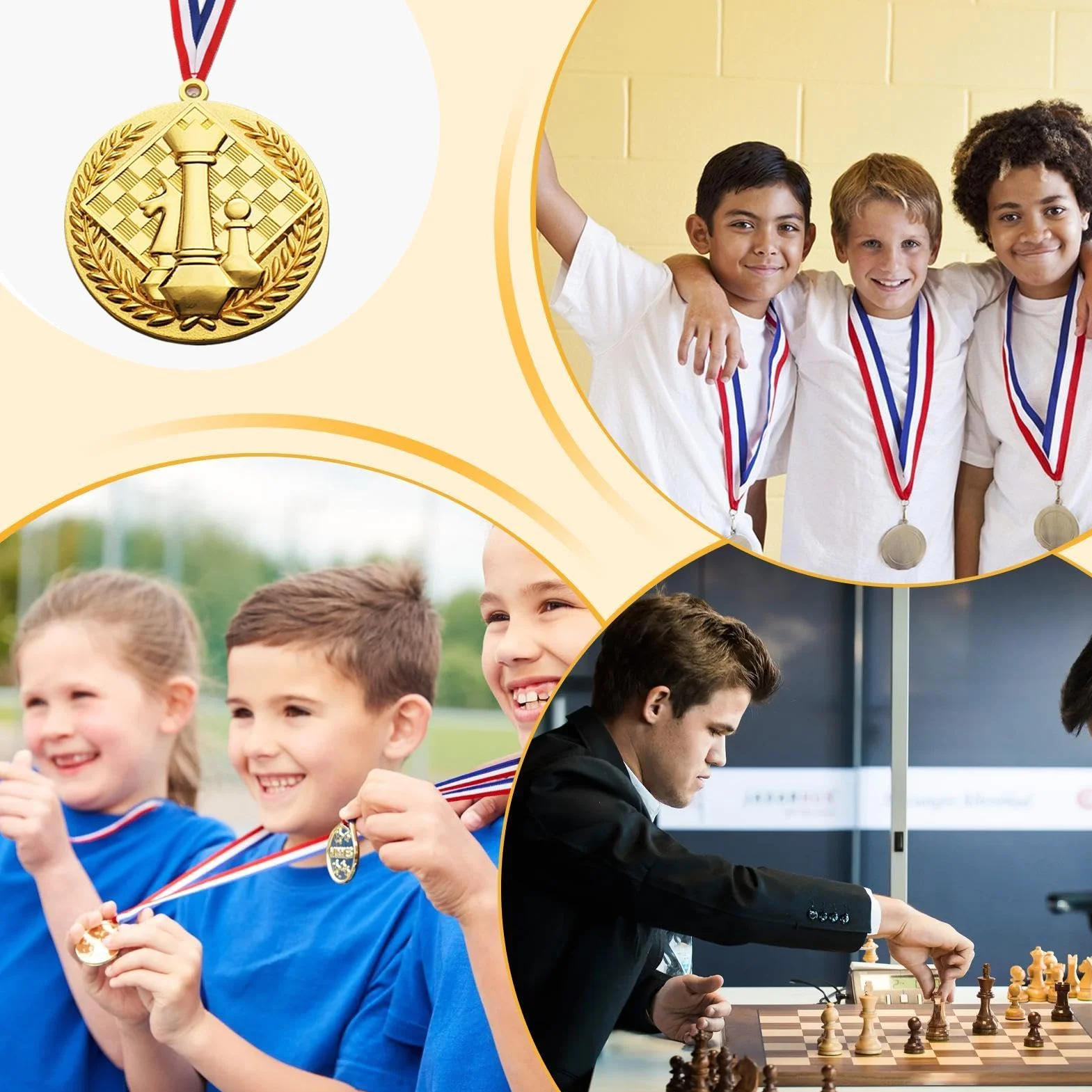 Medallas de ajedrez en relieve de oro para niños premios trofeo regalo