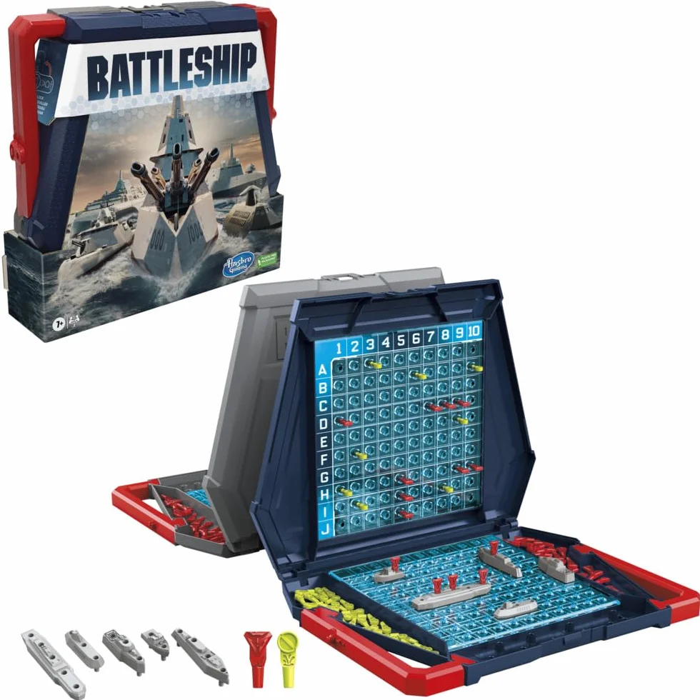 Juego de Mesa clásico Hundir la Flota, Juego de Estrategia a Partir de 7 años, Divertido Juego Infantil para 2 Jugadores