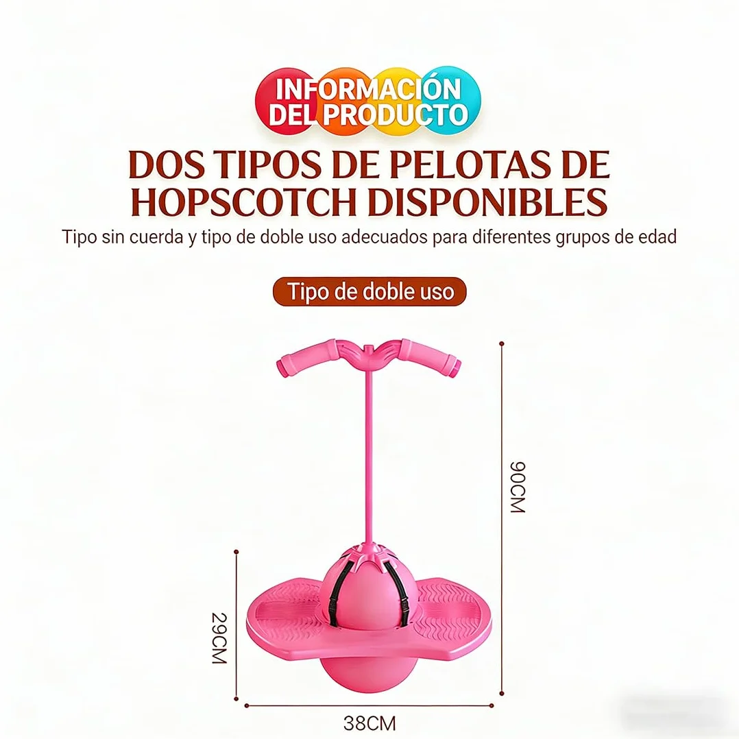 Pelota Saltarina para Niños, Balón de Equilibrio con Asa y Bomba, Juguete de Salto Interior Exterior, Ejercicio y Coordinación para Pequeños y Adultos, Regalo Cumpleaños para Niños y Niñas (A5)