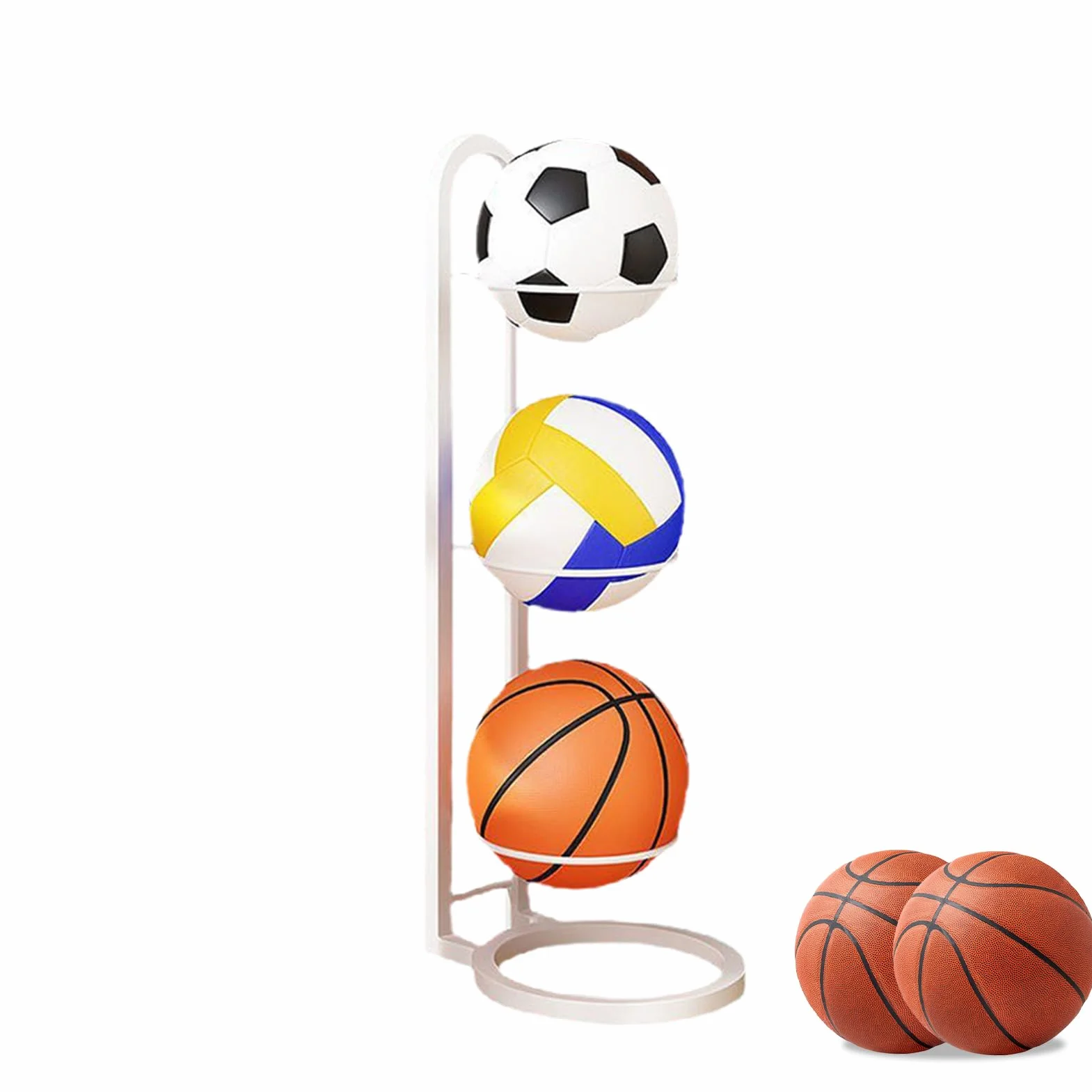 Estante Almacenaje Vertical Para Balones De Fútbol Baloncesto Rugby Hierro Fundido Multicapa
