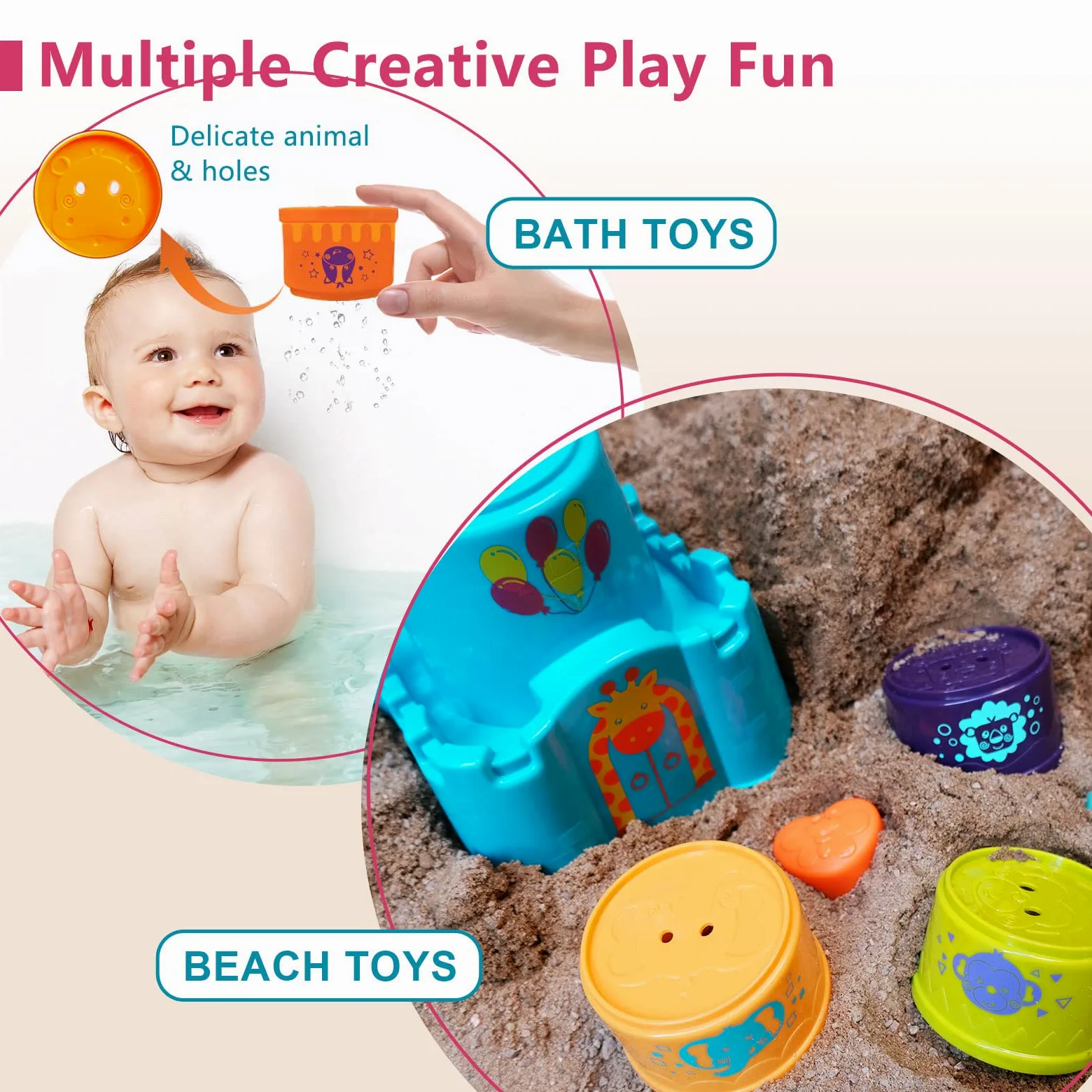 LTKFFFdp - Juguete apilable para bebés de 1 a 3 años, clasificador de forma de copa para bebés de 6-12-18 meses, bloque de aprendizaje apilable, regalo de cumpleaños para niñas y niños de 9