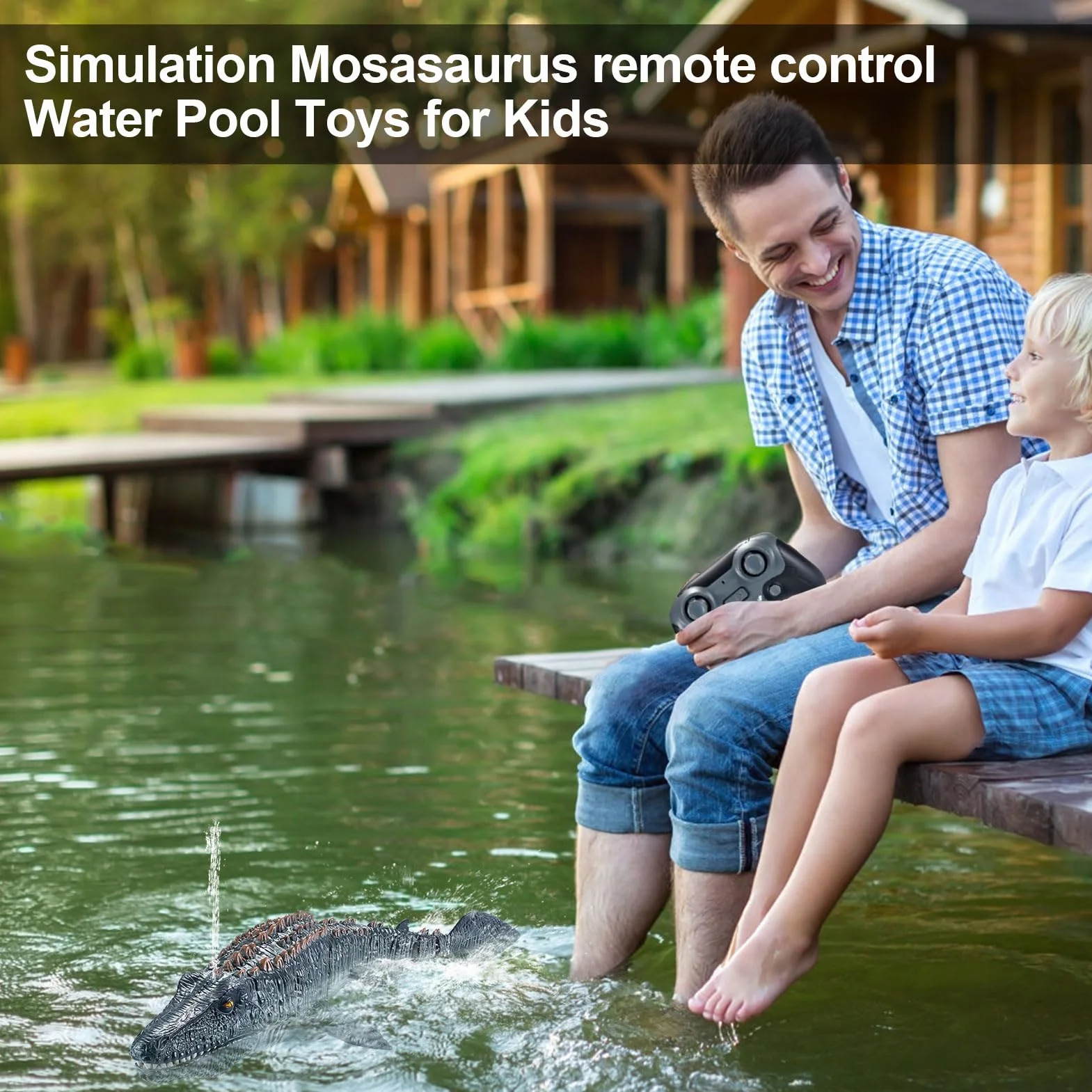 De Piscina para Dinosaurios - Mosasaurus Control Remoto, De Agua De Buceo, Función De Pulverización Ligera | Natación para Niños Lago Baño Océano Juego Dinosaurio RC Juguetes