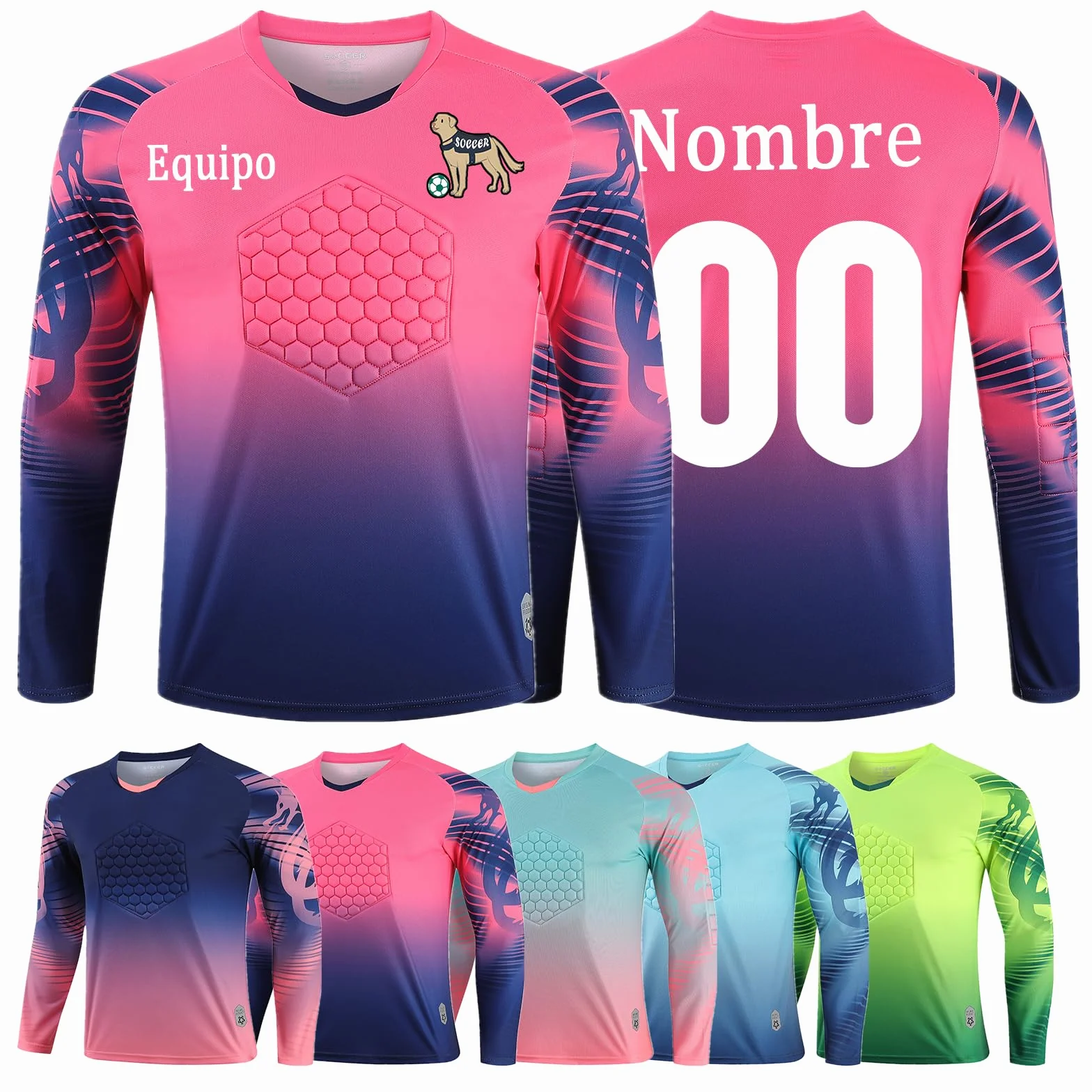 OPUTWDF Camiseta Portero Futbol con Protecciones en los Codos Transpirable