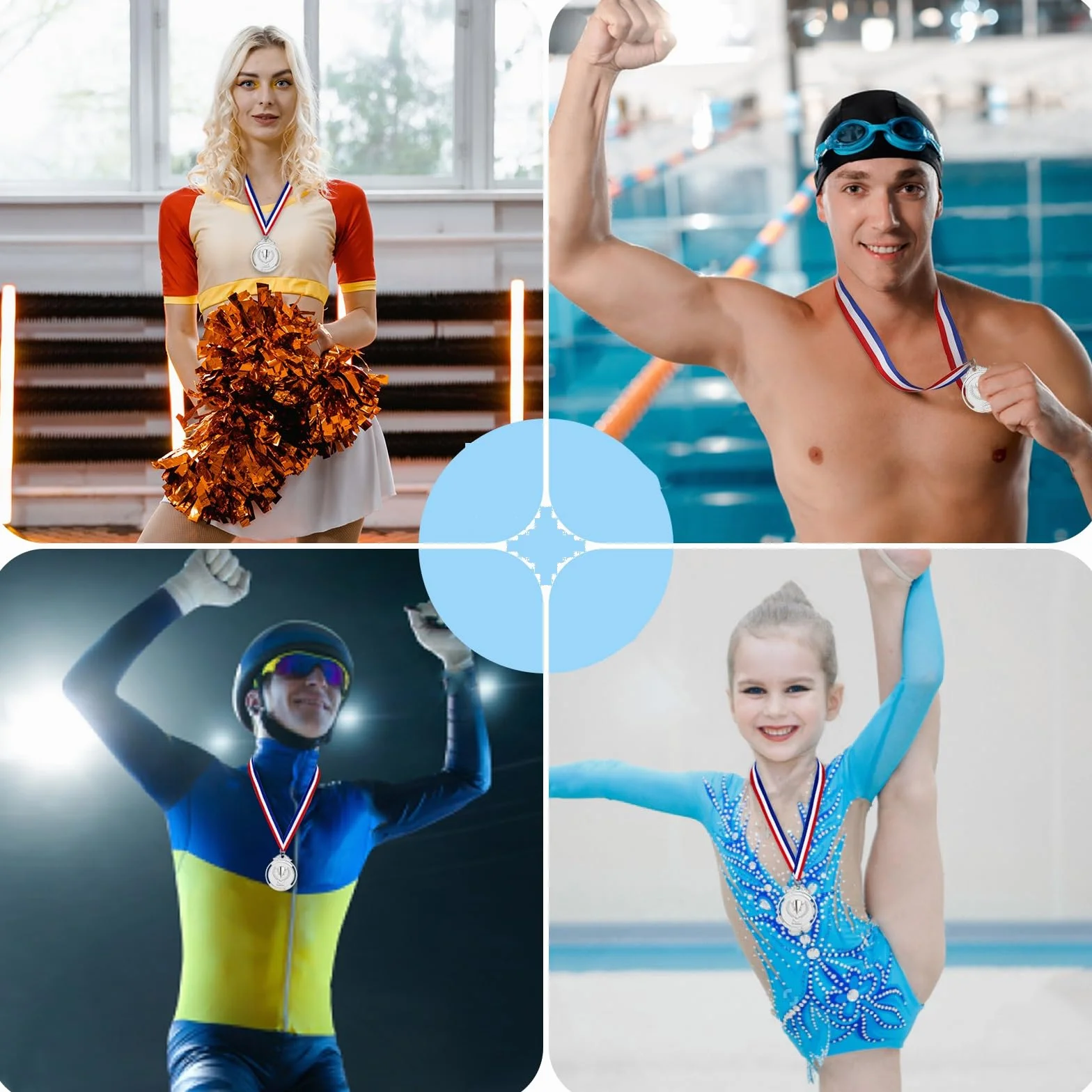 GeeRic 12 Piezas Medallas de Ganador para Niños, Oro para Fiestas Infantiles y Premios Deportivos