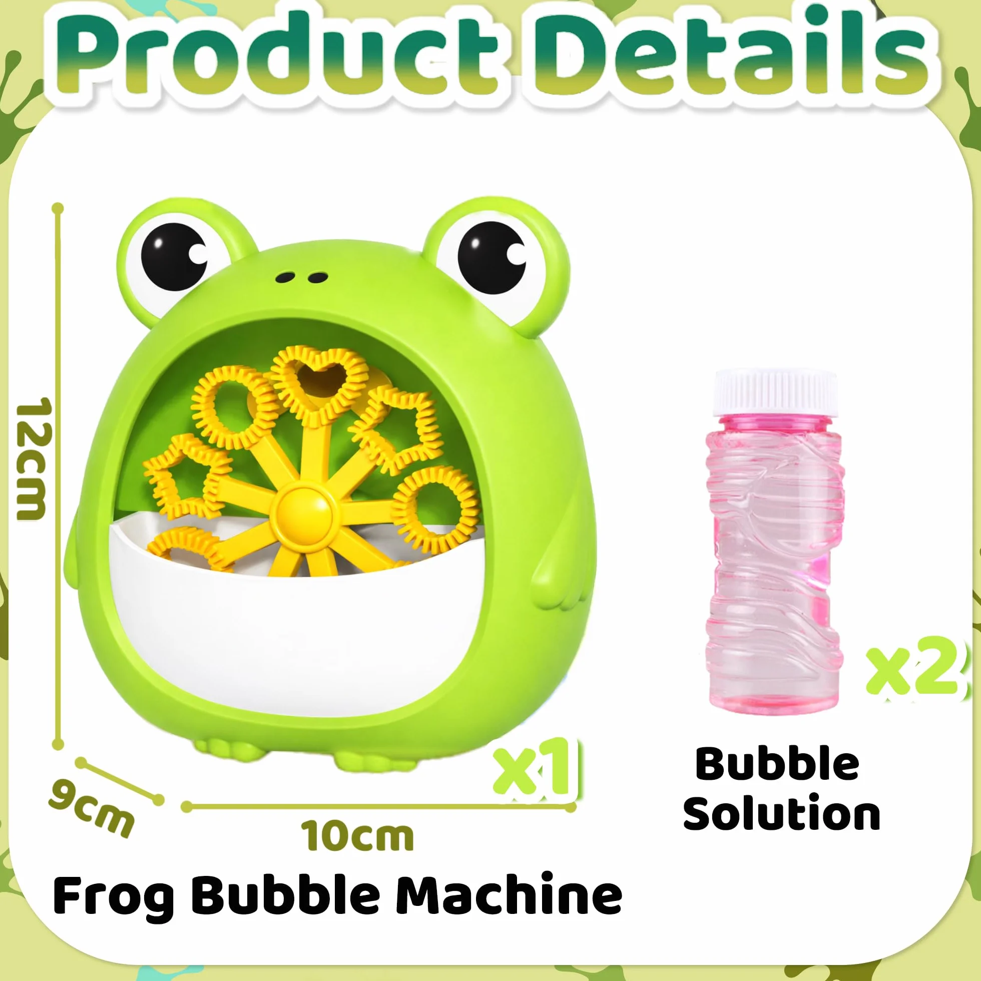 Chennyfun Máquina de Burbujas Rana para Niño, Juguete Portátil y Automática Hacer Burbujas 2000+/Min, Máquina de Soplado Burbujas con Solucione, Interior Exteriores Boda Fiesta Regalo Cumpleaño Juegos