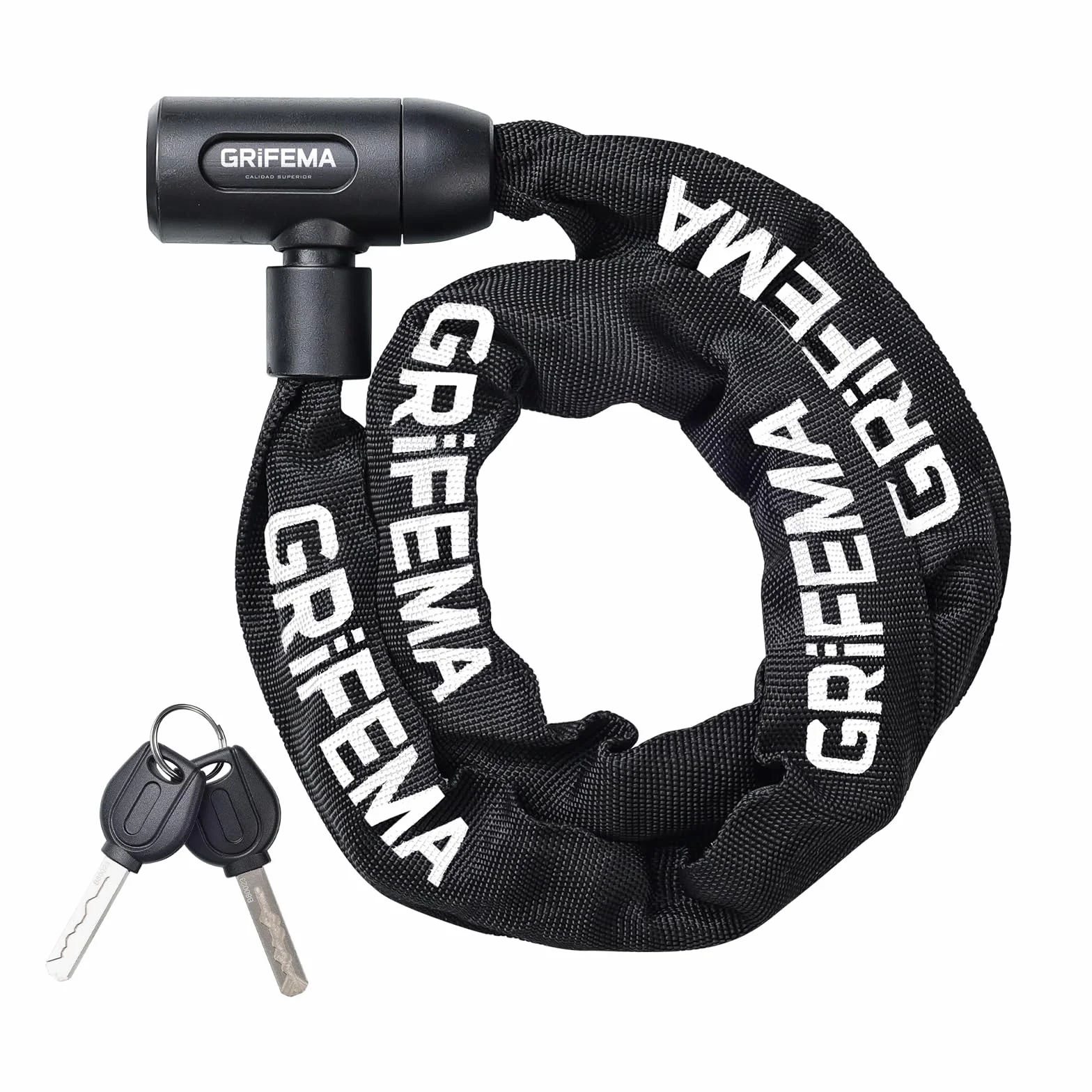 GRIFEMA GA1201-12 Candado de Bicicleta Antirrobo con Llave, Cadena 120cm, Negro