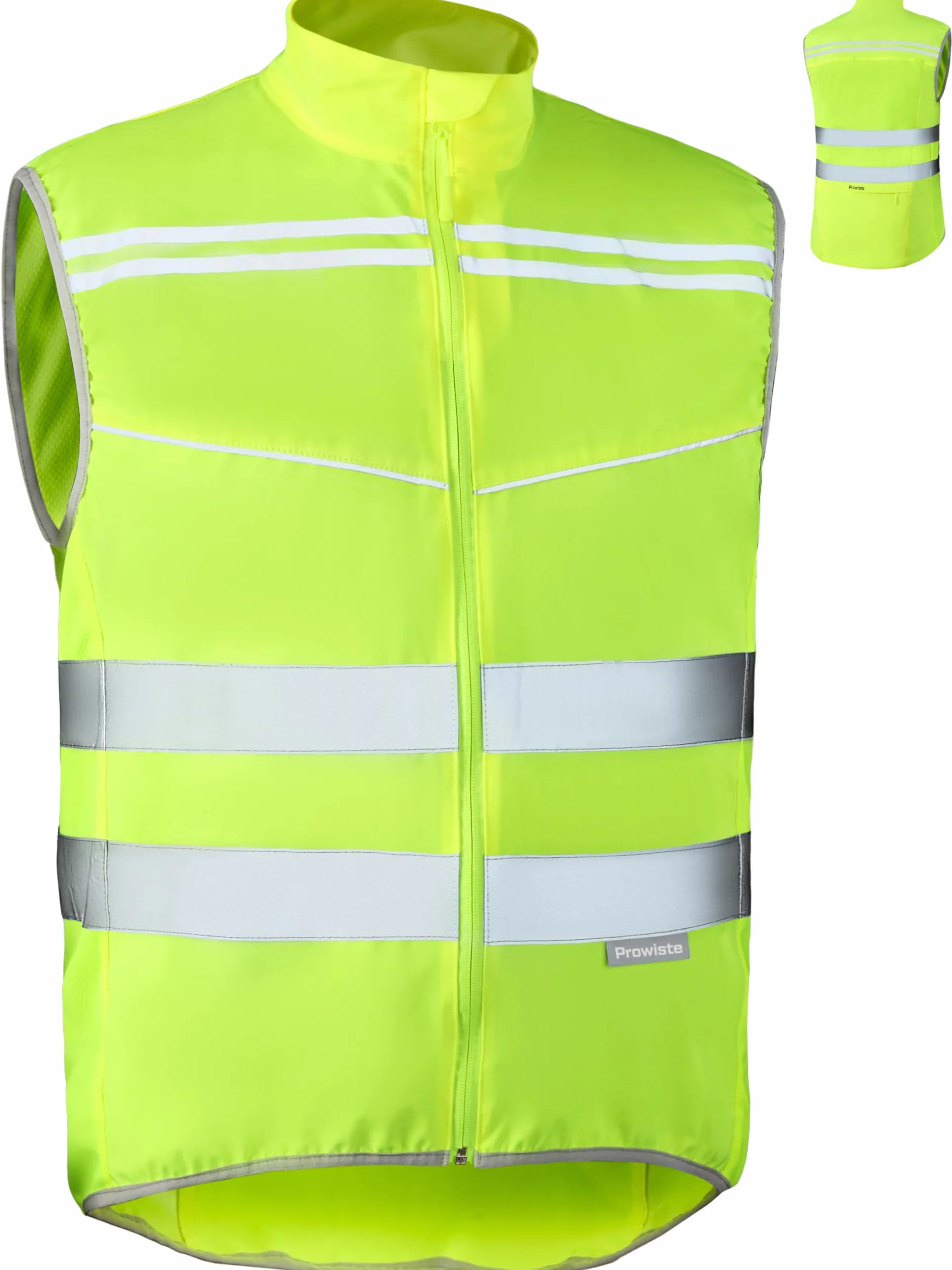 Chaleco Reflectante Ciclismo Alta Visibilidad Amarillo Neón con Bandas Reflectantes Transpirable Malla