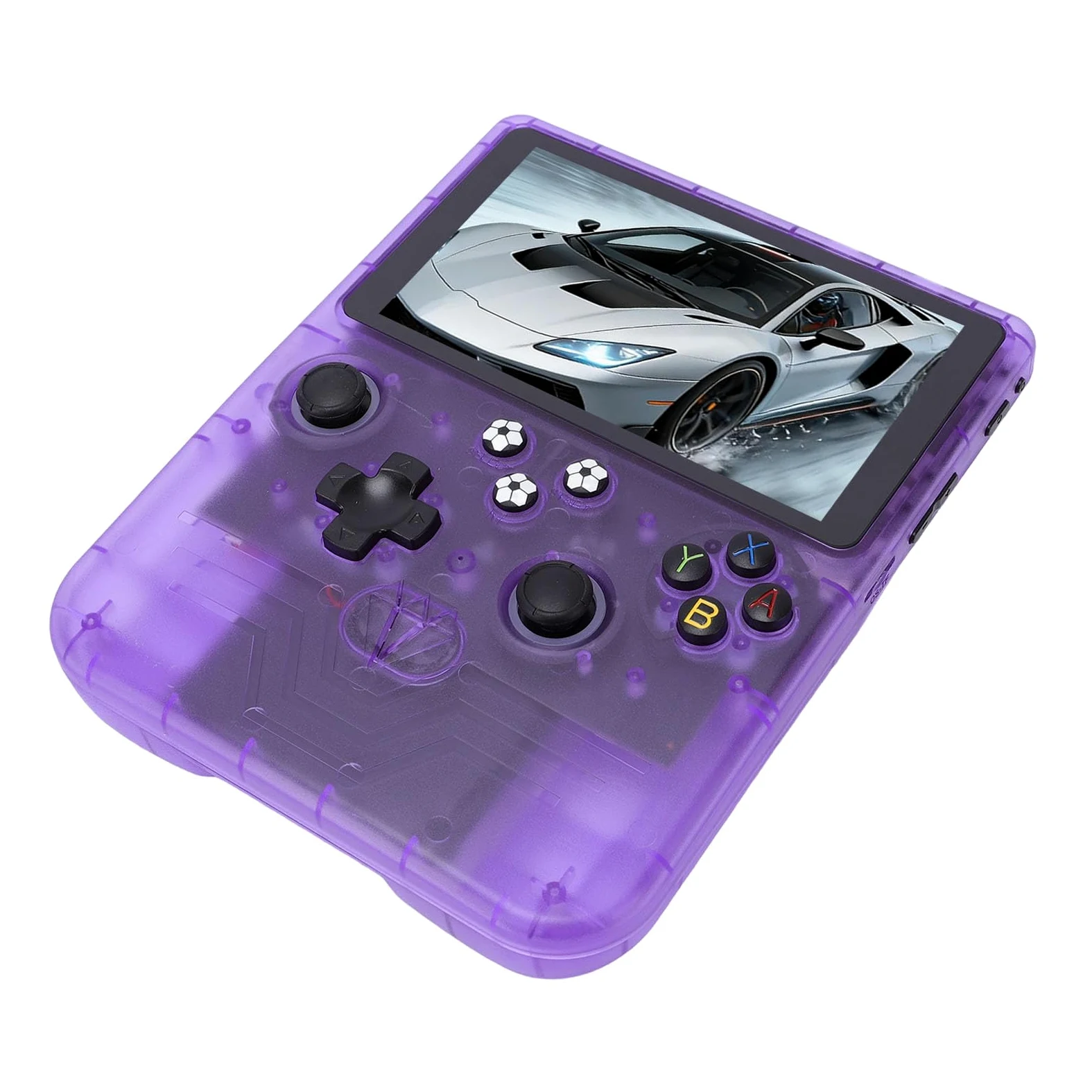 de Juegos Retro Portátil | Consola con Pantalla HD de 6 Pulgadas con Juegos Precargados de 128 GB y Batería de 6000 MAh (Púrpura translúcido)