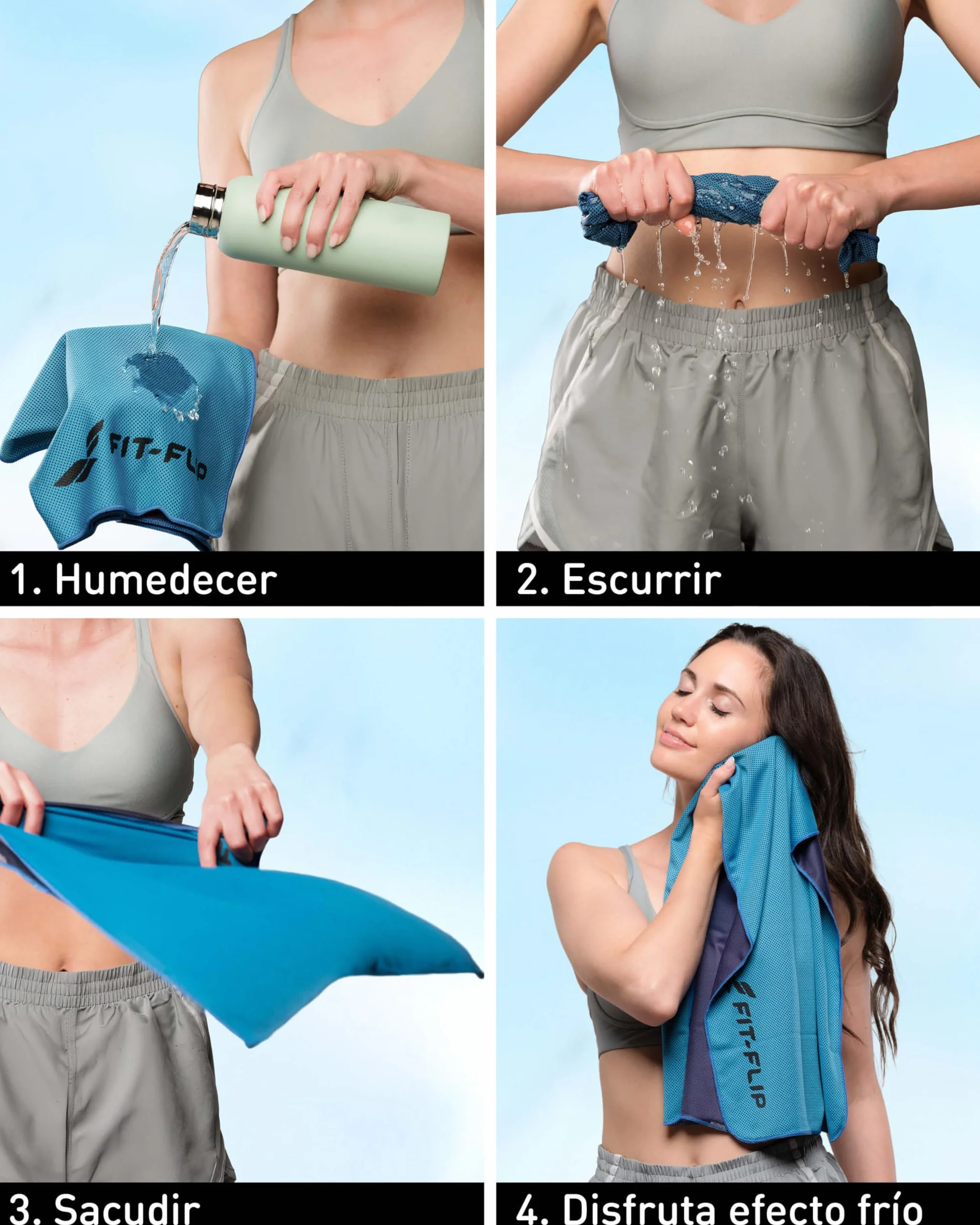 Fit-Flip Toalla fría Set de 3 Unidades – Airflip Cooling Towel para Senderismo, Tenis y Viajes - Toallas de enfriamiento de Microfibra