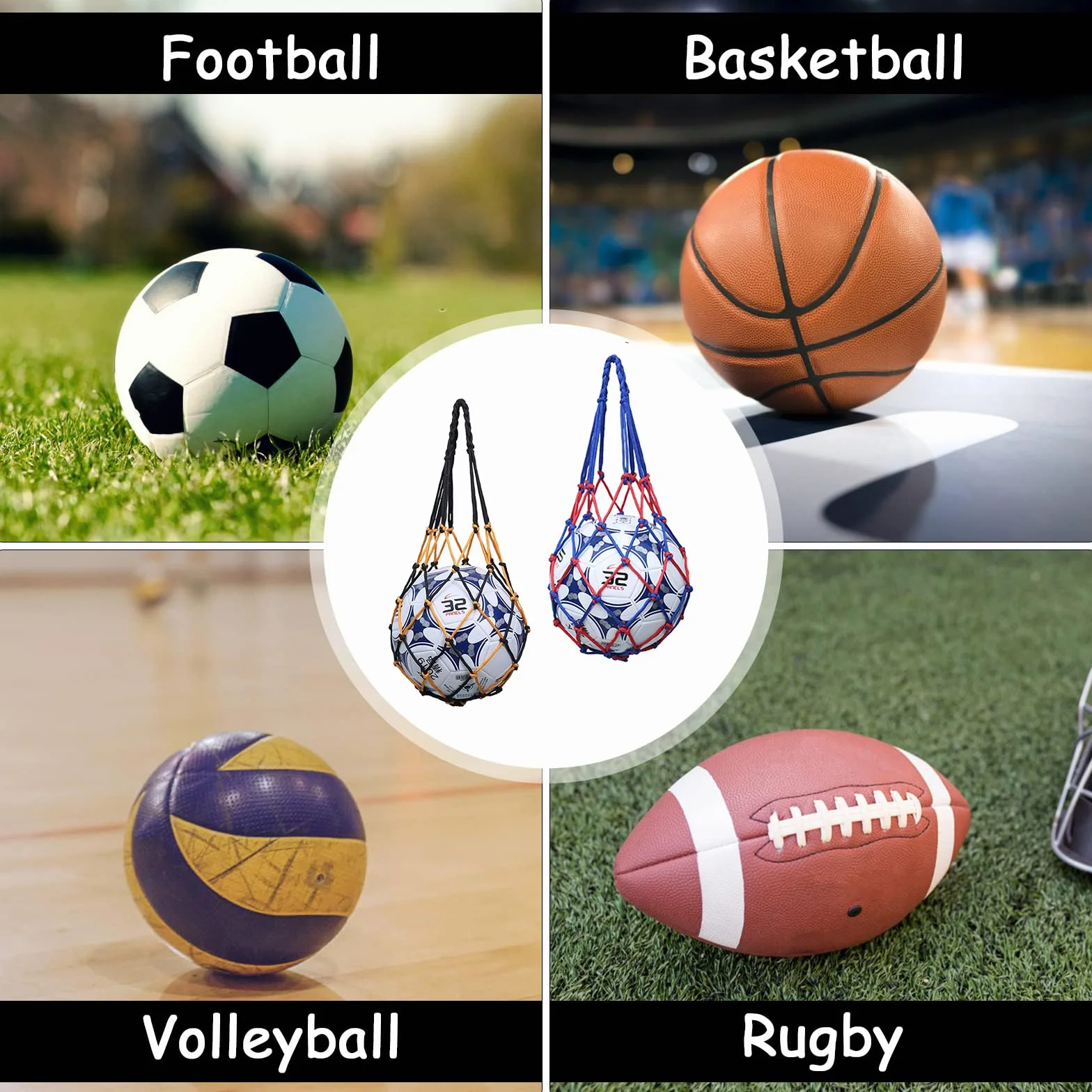Bolsa para Balón Red para Balones de Fútbol con 2 Agujas Plateadas Inflables para Baloncesto Voleibol