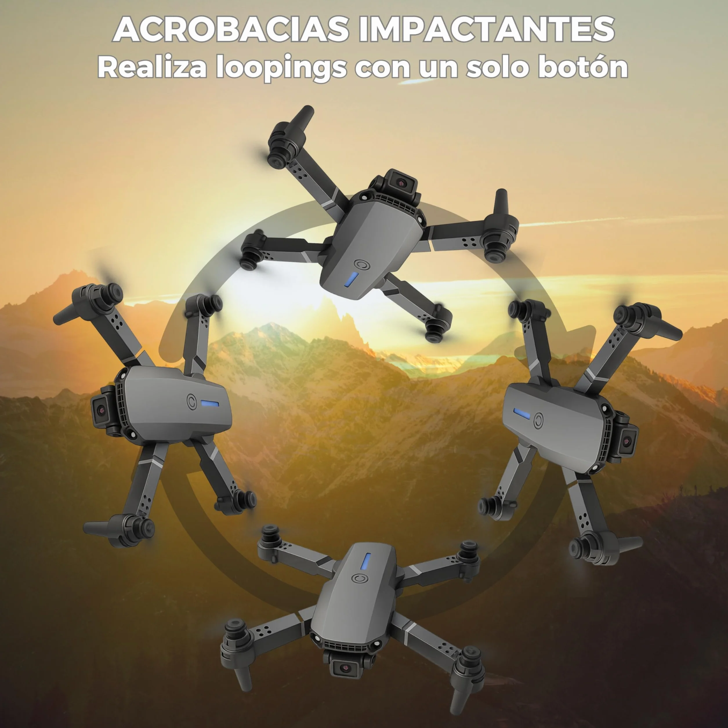 Dron con Camara 720p y 3 Modos de Potencia. Dron para Principiantes con 2 Baterías y 20 Minutos de Vuelo. Drone con Fácil Manejo desde App Gratis. Dron para Niños y Adultos Fácil de Volar con Giros 3D