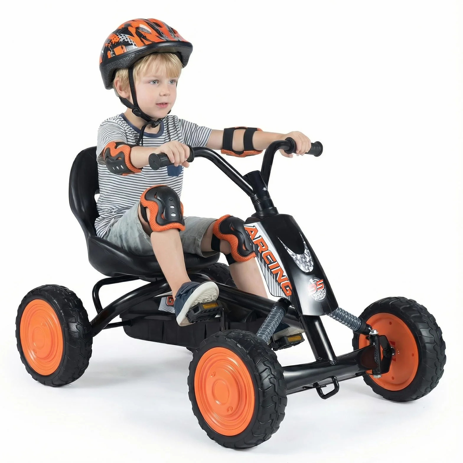 FANTASK Niños Gokart con Pedal, Asiento Ajustable, Marcha adelante y atrás, soporta hasta 30 kg, Coche de Pedal Exterior para niños y niñas a Partir de 3 años (Negro)