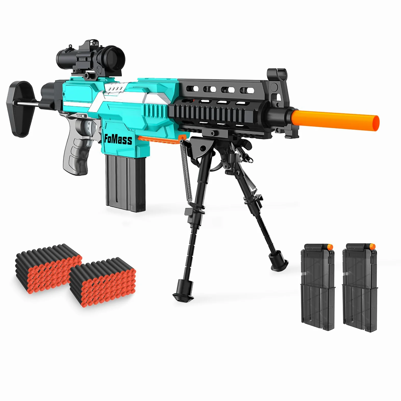 Pistola de Juguete eléctrica para niños, 3 Modos, 50 pies, 2 revistas, 100 Dardos, Recargable, 6 años en adelante, niños
