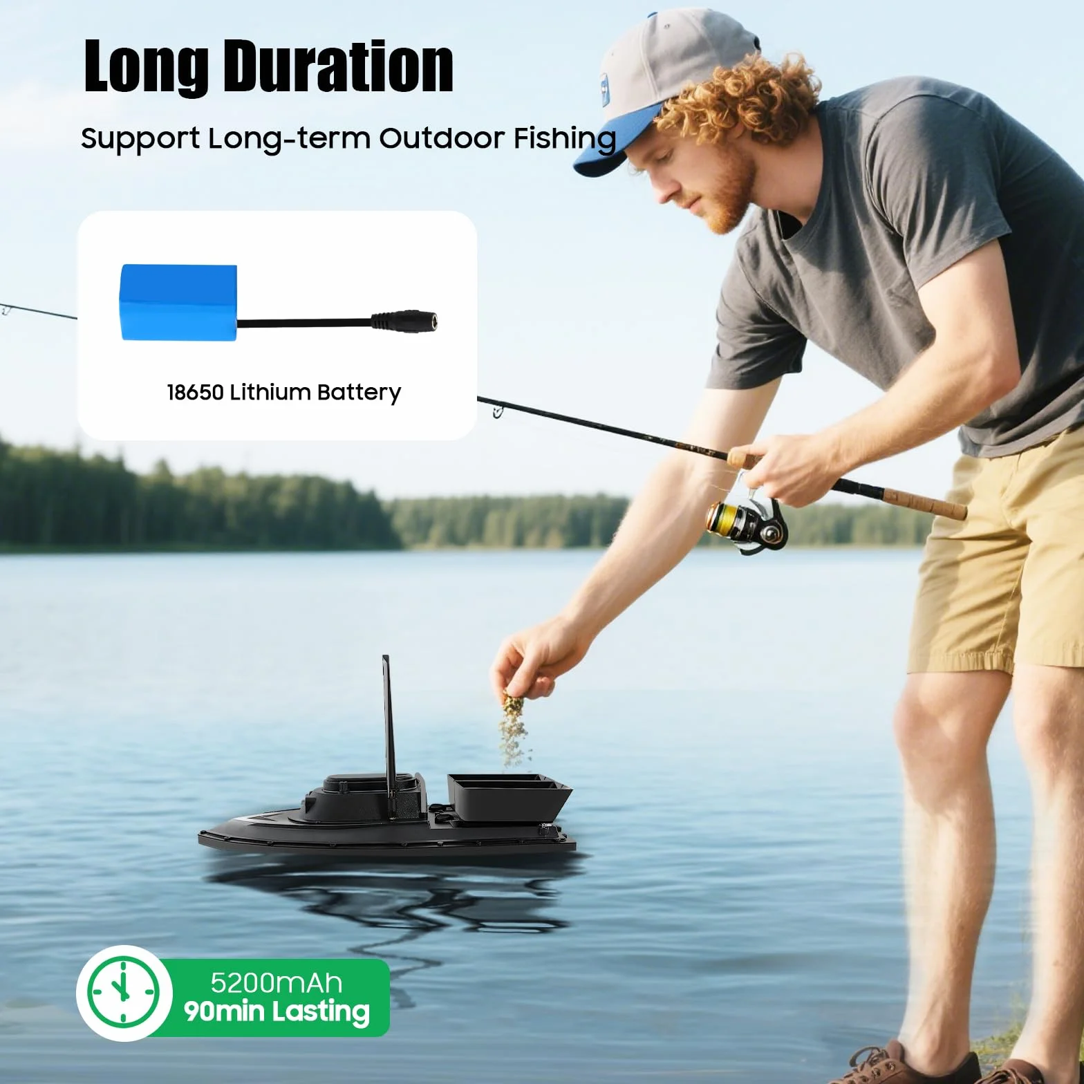 Barco de cebo RC con 2 Hoppers 5200mAh 300M barco arrancador remoto