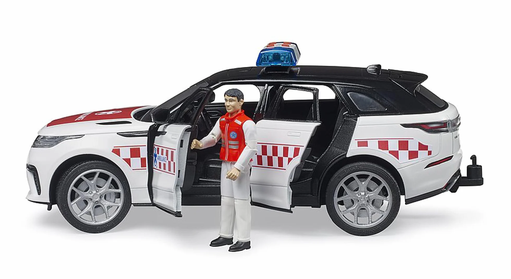 bruder 02885 - Ambulancia de emergencia Range Rover Velar con conductor y módulo de luz y sonido, vehículos, vehículo de emergencia, ambulancia, paramédico, vehículos de emergencia