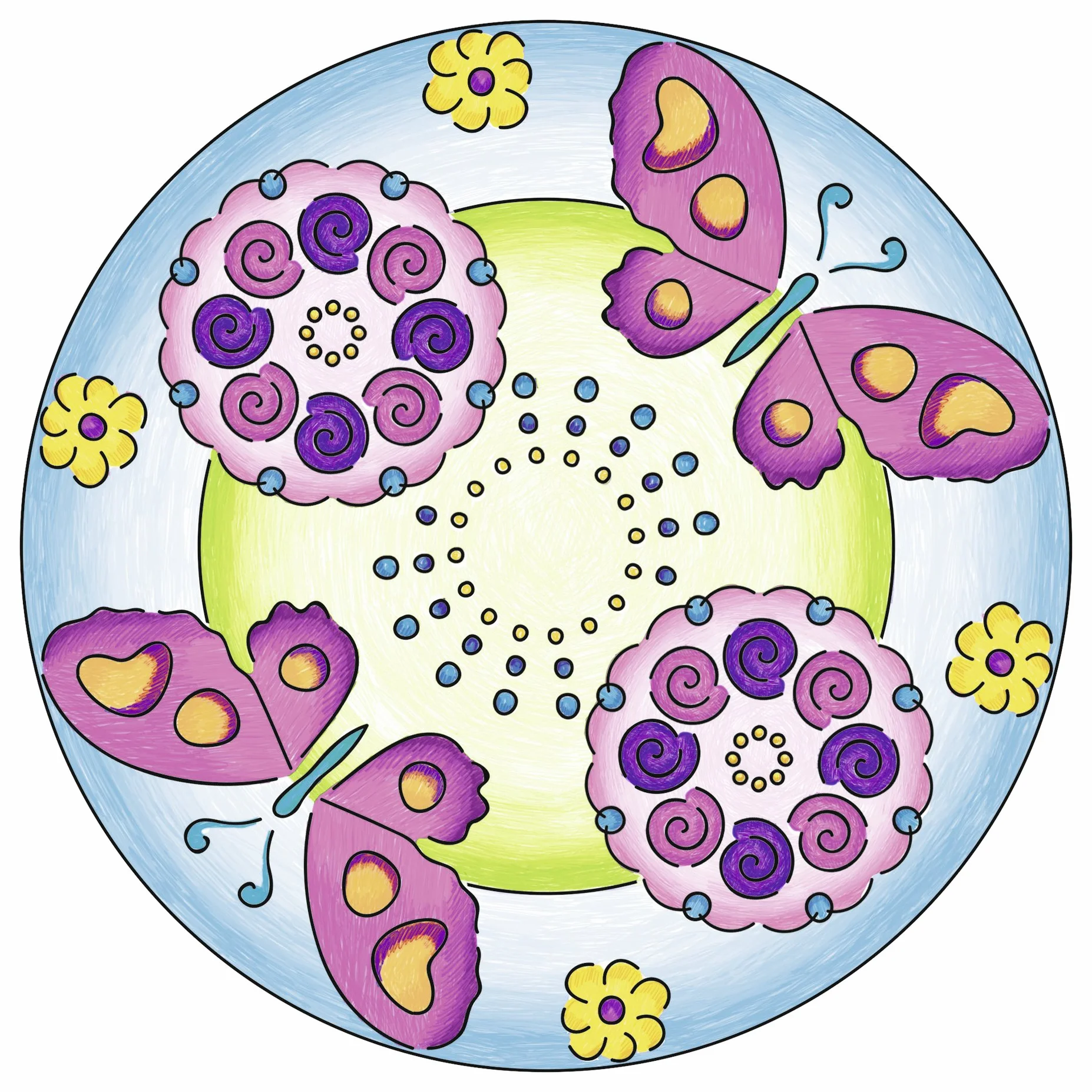Ravensburger - 29809 - Pintura En el número - Flores y Mariposas 2 En 1 Mandala