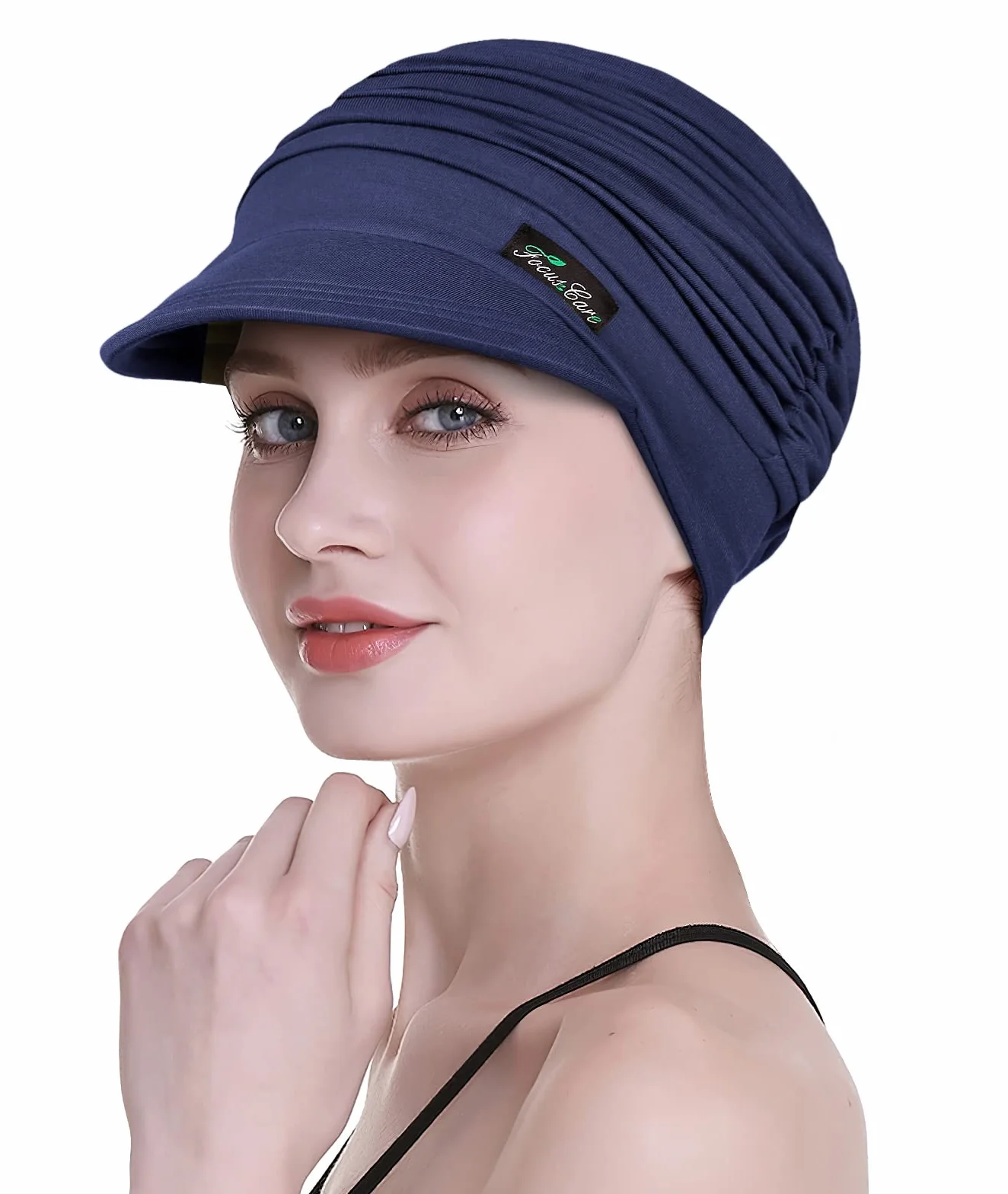 Gorra suave de bambú tipo turbante para mujer para caída del cabello en quimioterapia