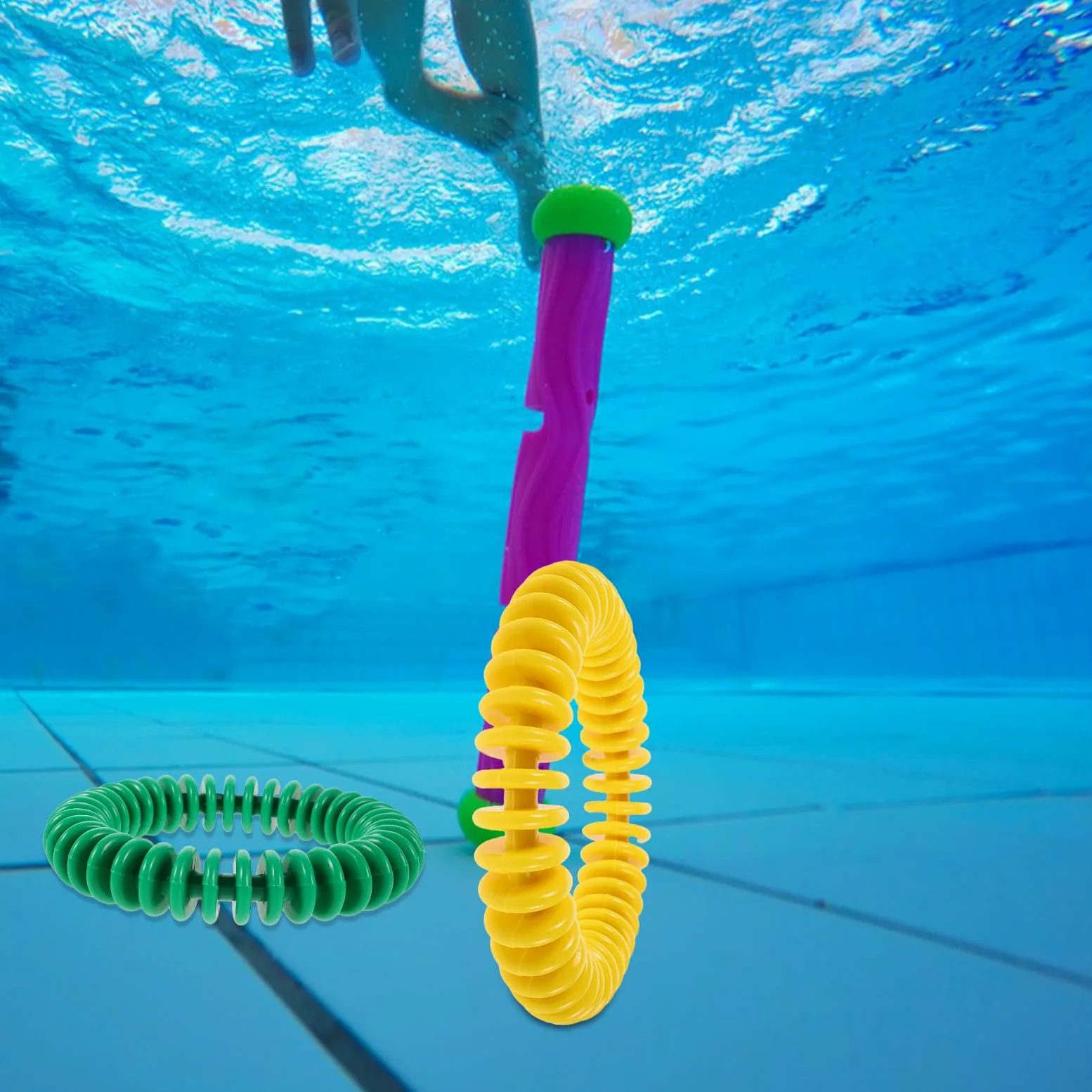 FRCOLOR 4piezas Anillo de Entrenamiento de Buceo para Piscina Juguetes de Buceo Hunden Coloridos Juguetes de Piscina de Verano para Fiesta y Entrenamiento Subacuático