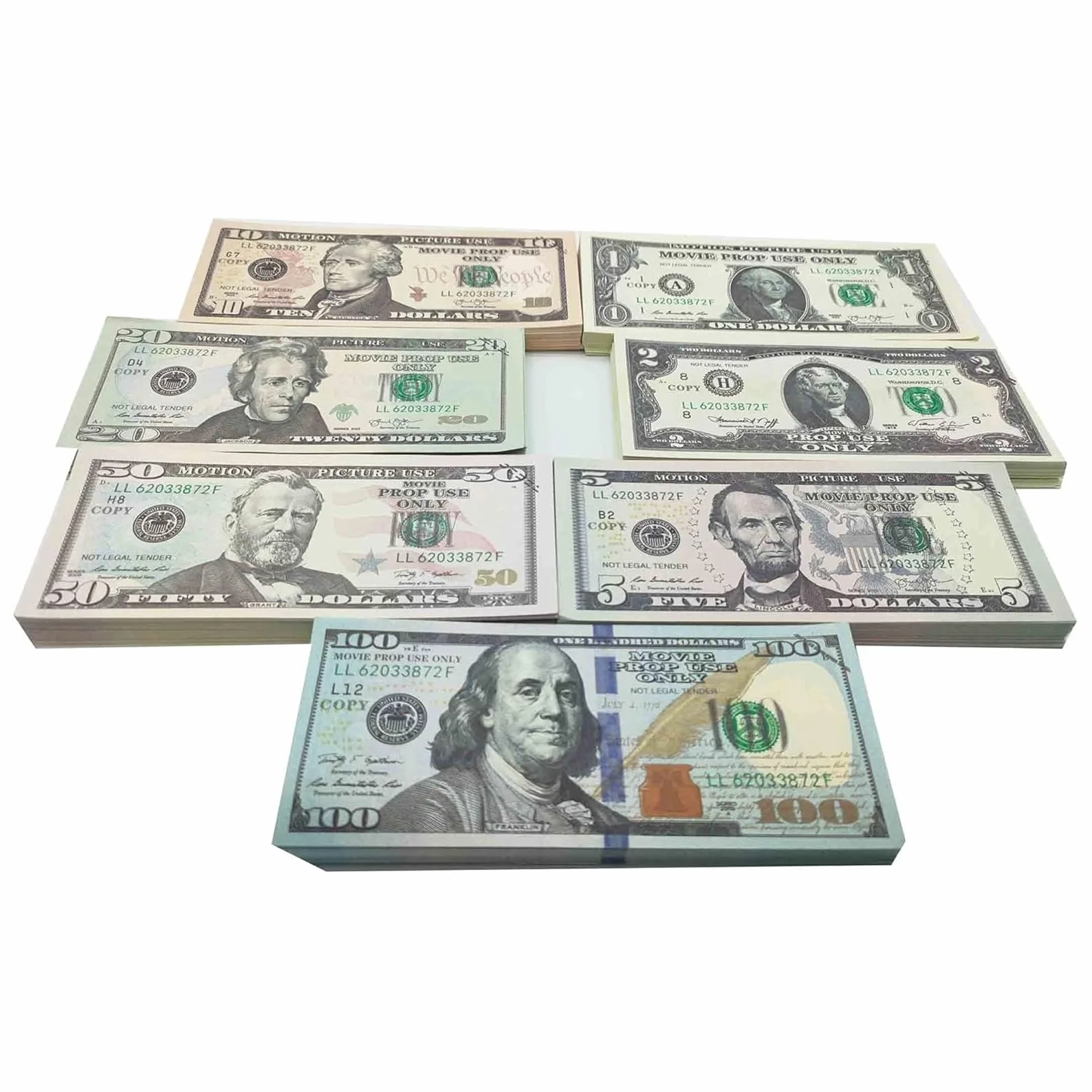 140 monedas Prop Money, billetes en dólares para niños, billetes falsos para película