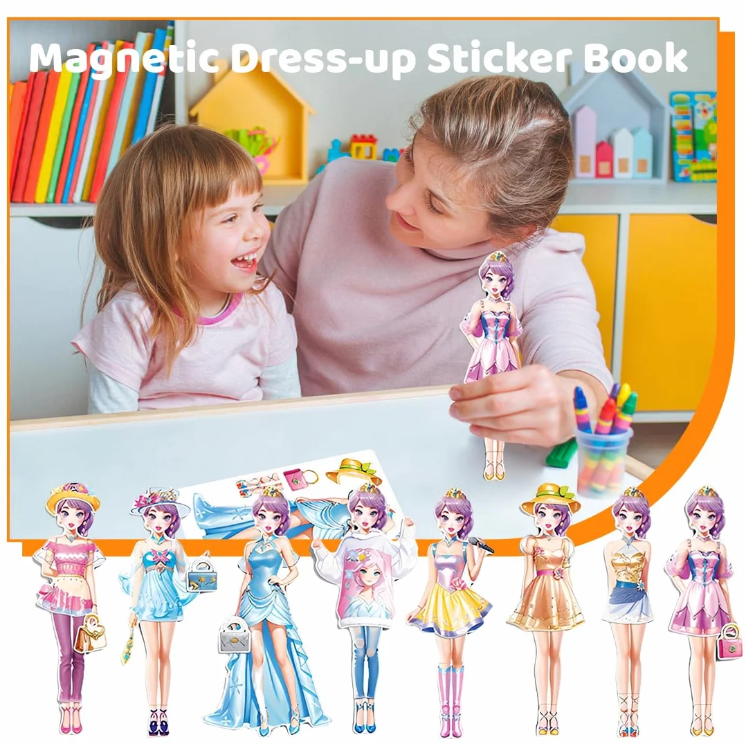 Muñecas de Vestir Magnéticas Muñeca de Papel de Vestir de Princesa Juguete de Juego de Viaje de Simulación y Juego Muñeca de Portátil para Vestir Princesas Regalo para Niña (Joy)