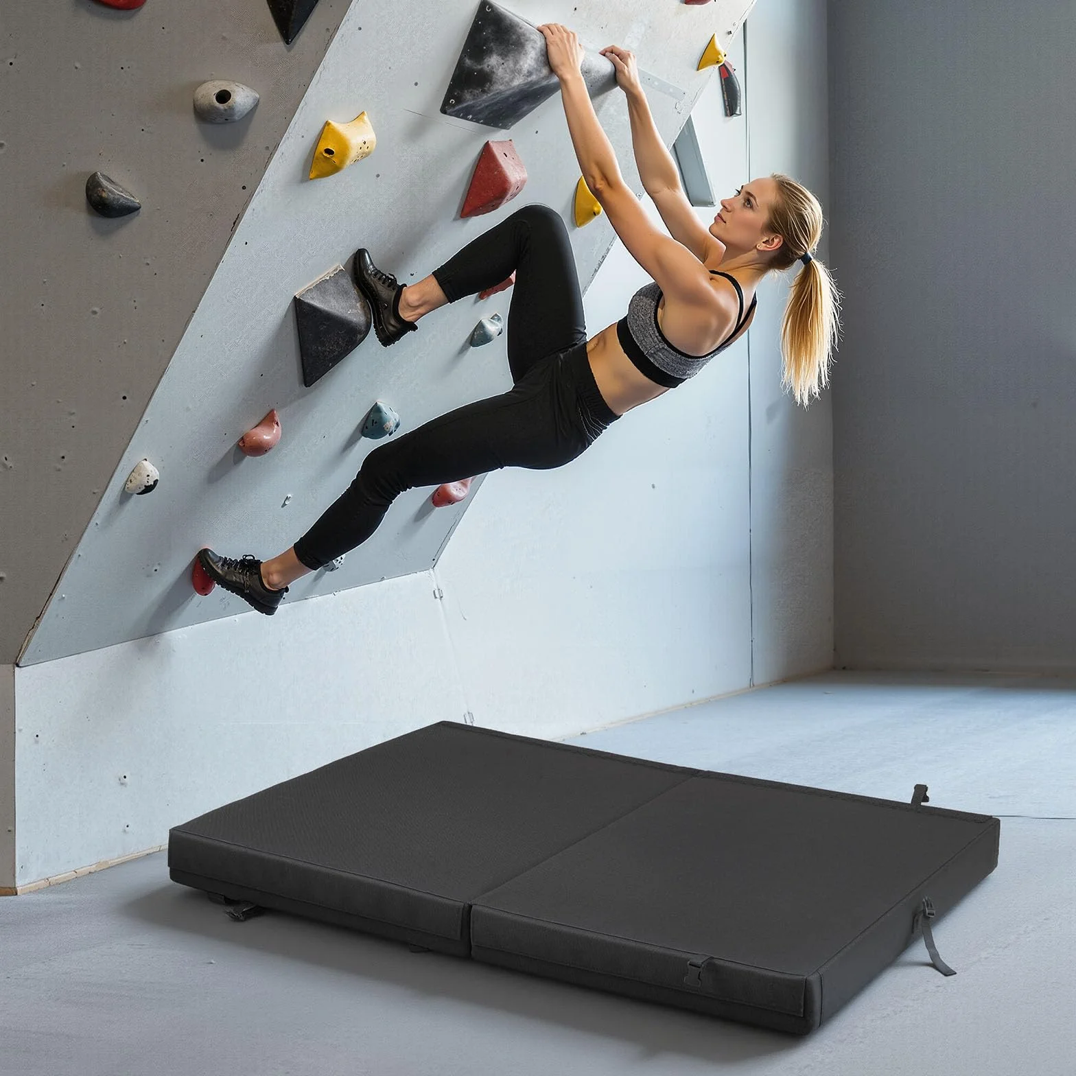 VEVOR Boulder Airpad, Almohadilla de Choque Plegable con Correas Ajustables para Montañismo y Escalada