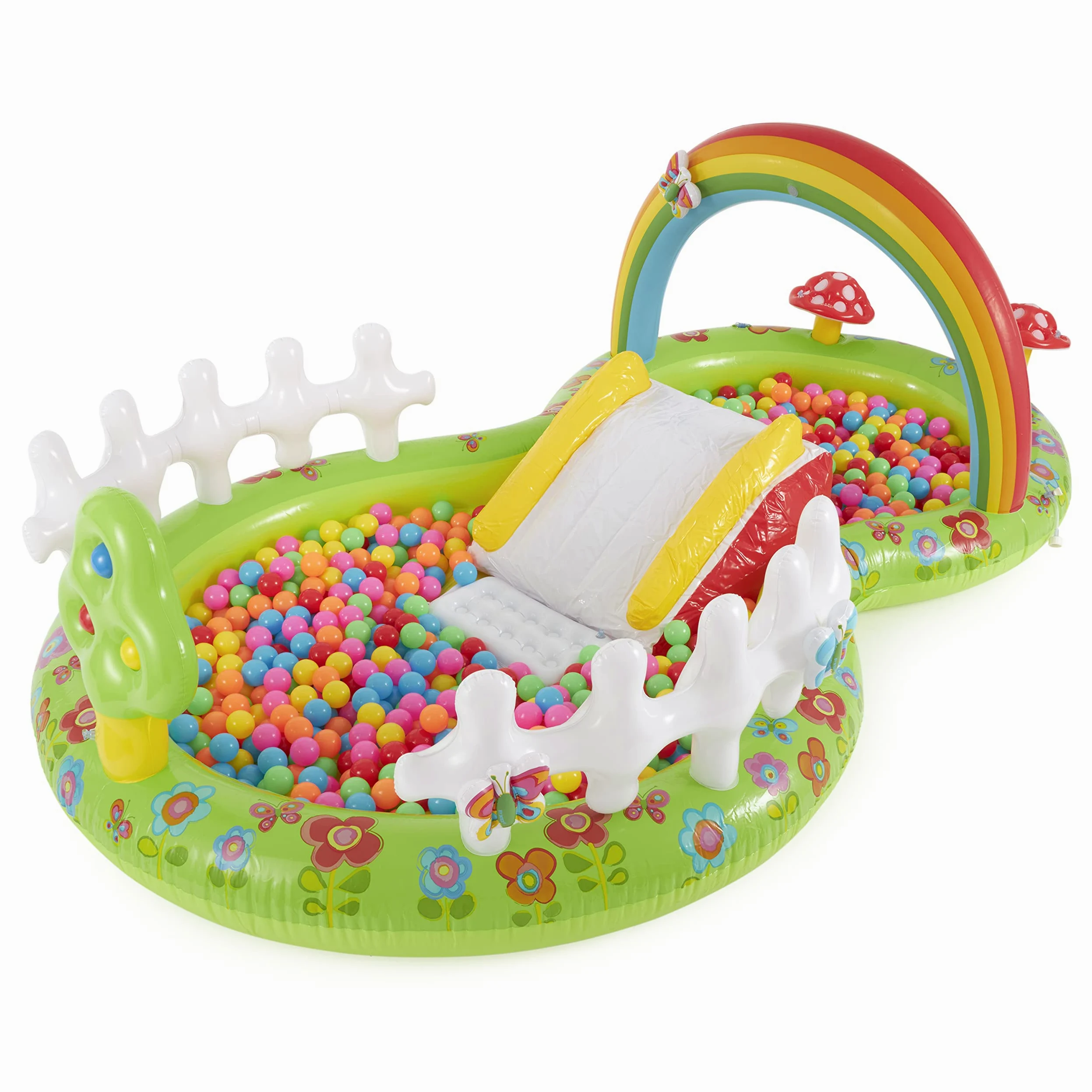INTEX Piscina Inflable de jardín para niños: Piscina Inflable para niños con rociador de Agua y tobogán – Almohadilla para Salpicaduras – 114 x 71 x 41 Pulgadas – A Partir de 3 años