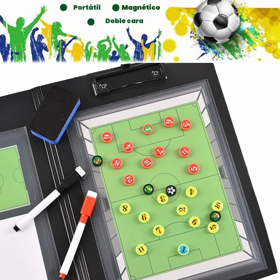 Pizarra Táctica Fútbol Magnética con Imanes, Lapiceros y Borrador para Entrenadores