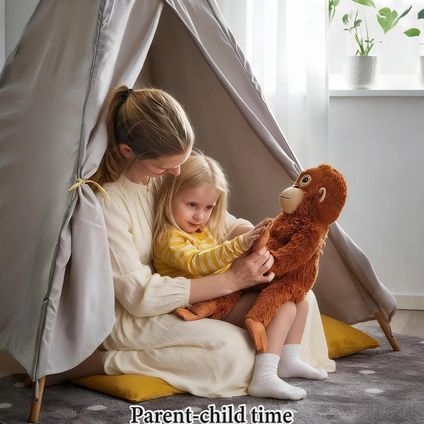 Punch Monkey - Peluche de orangután de 66 cm, ultrasuave, Respetuoso con el Medio Ambiente, Lavable, Relleno de algodón PP, Seguro para niños, Realista