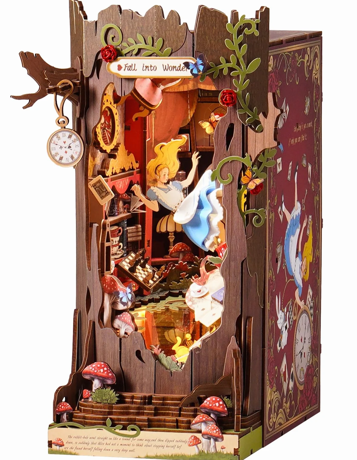 ROBOTIME Book Nook Booknook, Diorama Casa Miniatura para Montar, Booknok Decoración del Hogar, Nookbook Manualidades Regalos para Adultos Adolescentes Mujeres(Fall into Wonder)